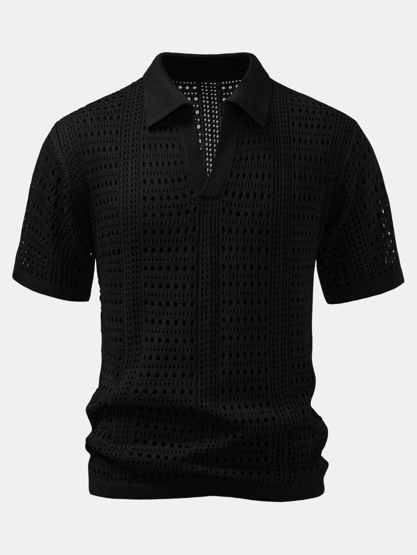 Alexander | Crochet  V Neck Polo Shirt - Image 8
