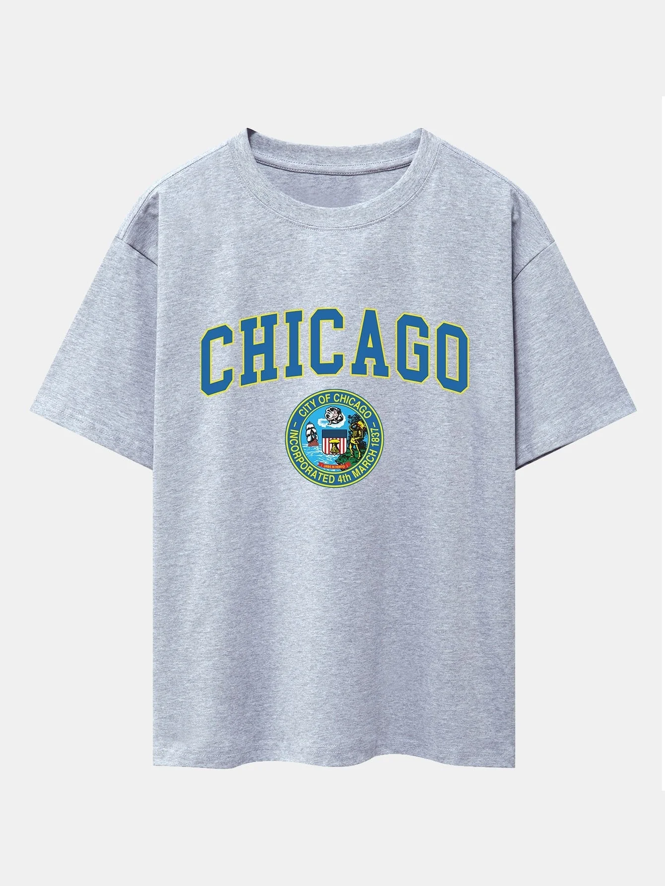 Alexis® | Chicago Coat Of Arms Print Drop Shoulder Oversize T-Shirt - Image 4