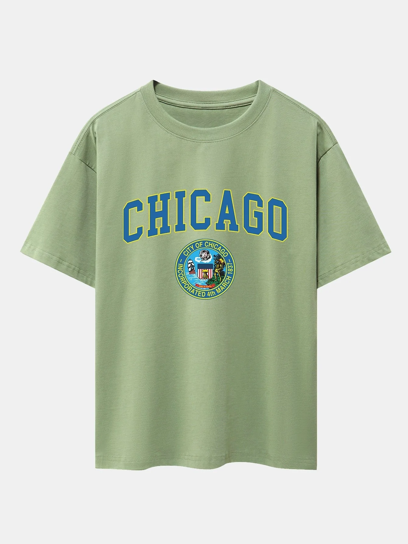Alexis® | Chicago Coat Of Arms Print Drop Shoulder Oversize T-Shirt - Image 8