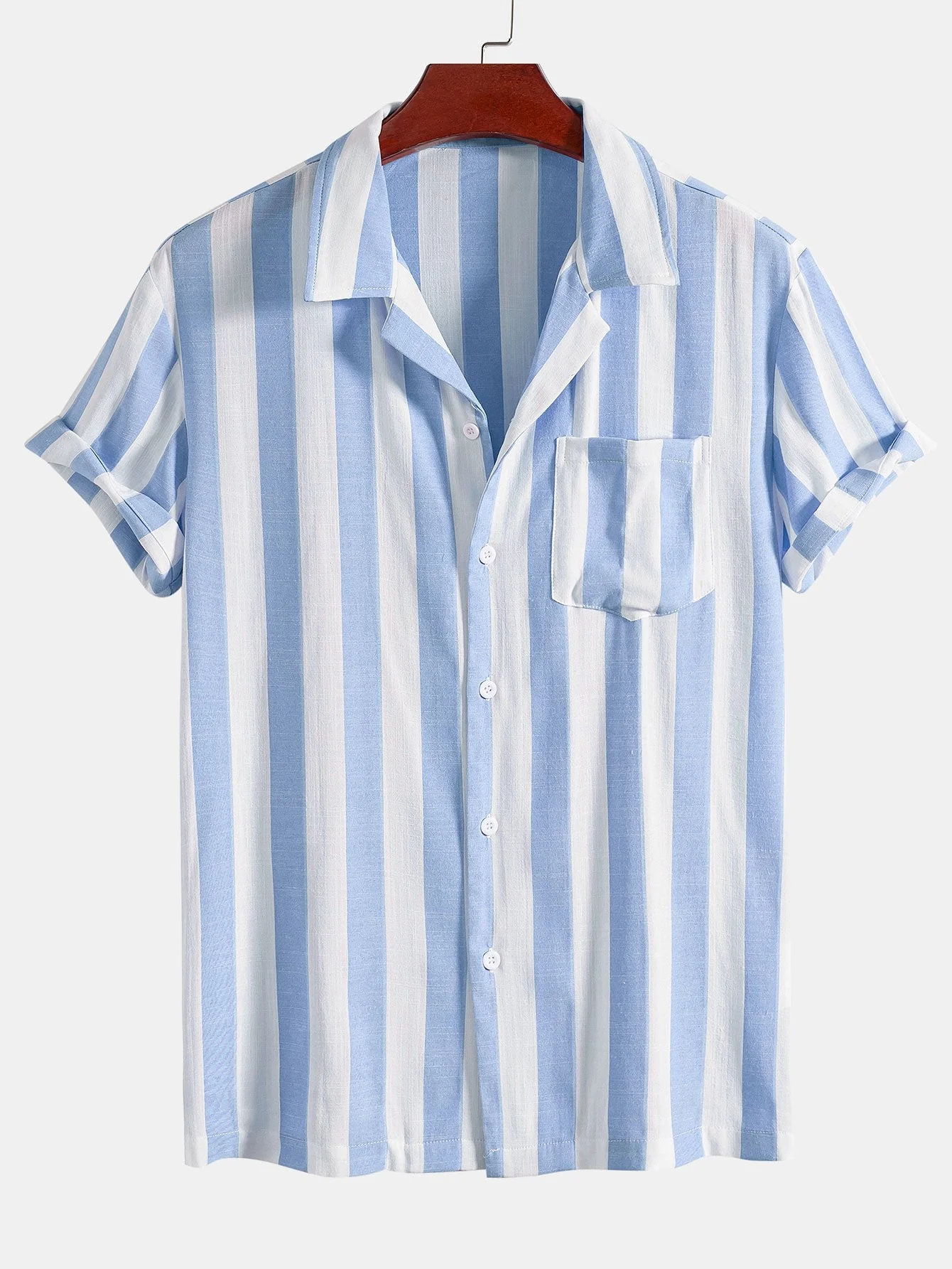 Alfio® | Striped Cuban Collar Shirt - Image 2