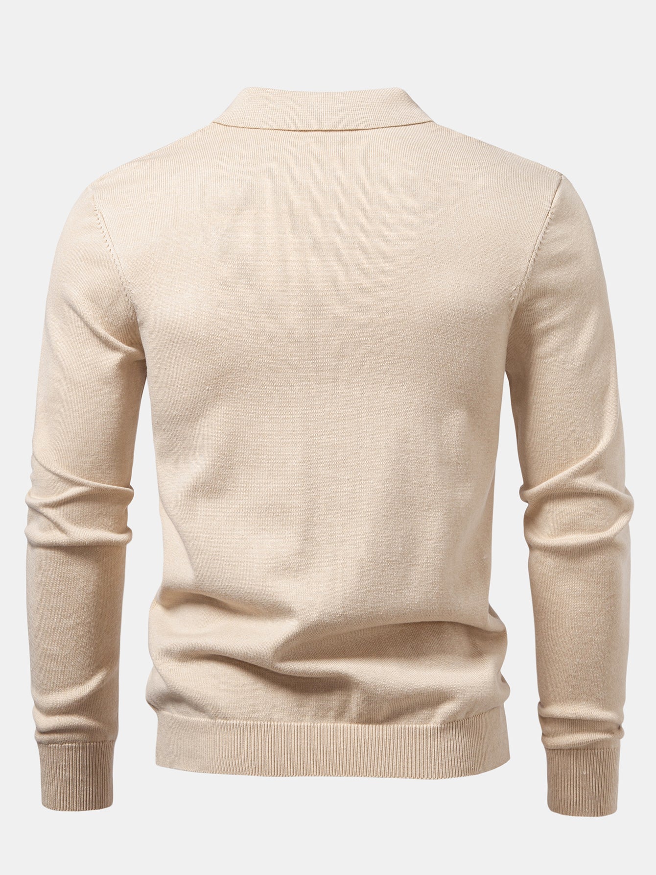 Alfonso® | Long Sleeve Stripe Knit Polo Shirt - Image 4