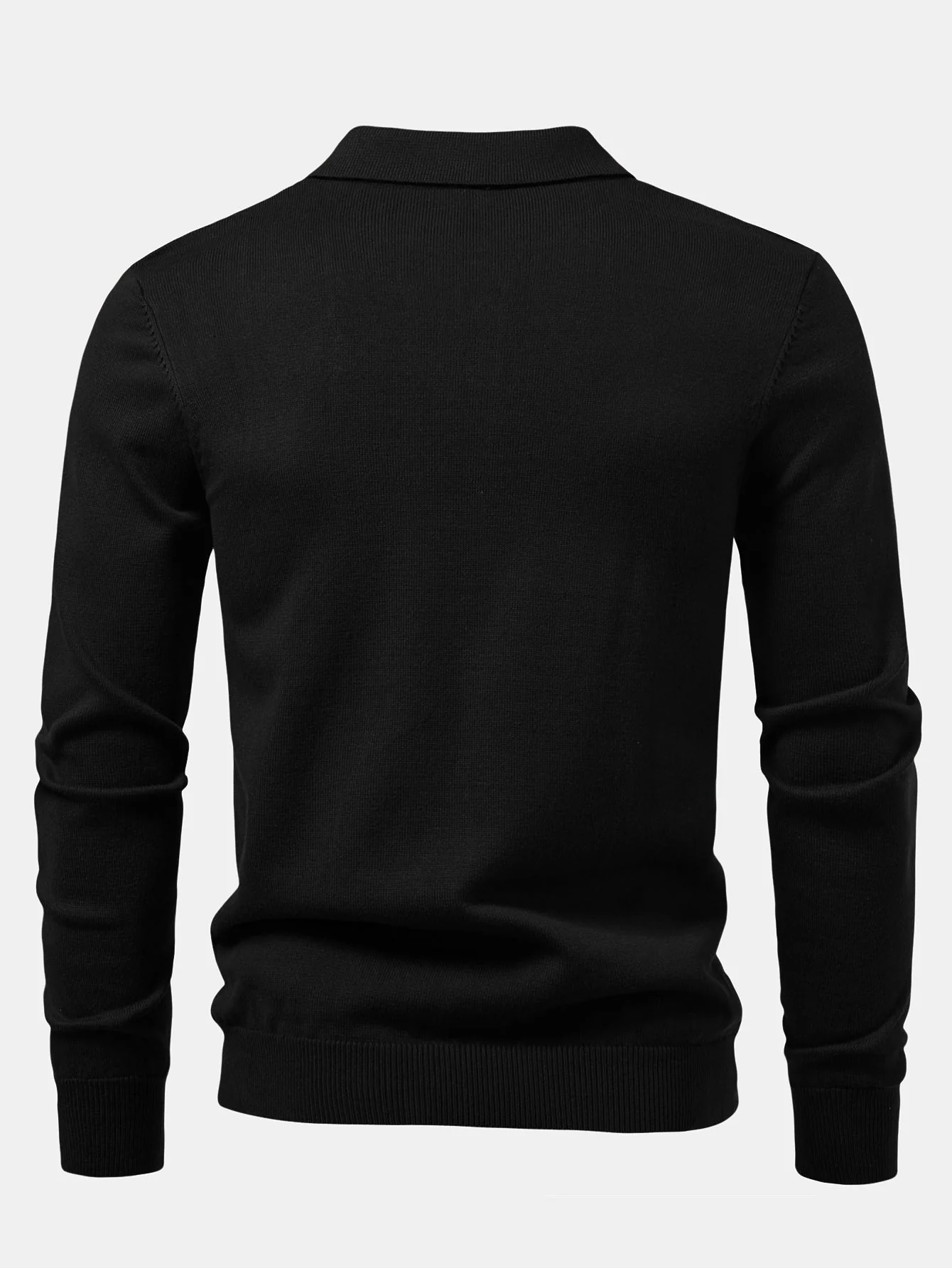 Alfonso® | Long Sleeve Stripe Knit Polo Shirt - Image 6