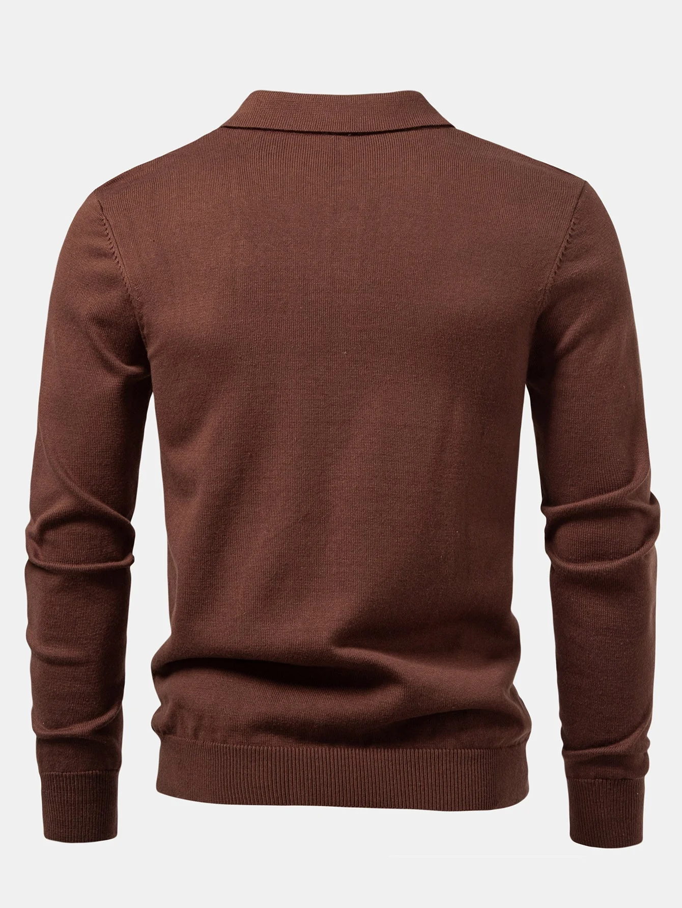 Alfonso® | Long Sleeve Stripe Knit Polo Shirt - Image 8