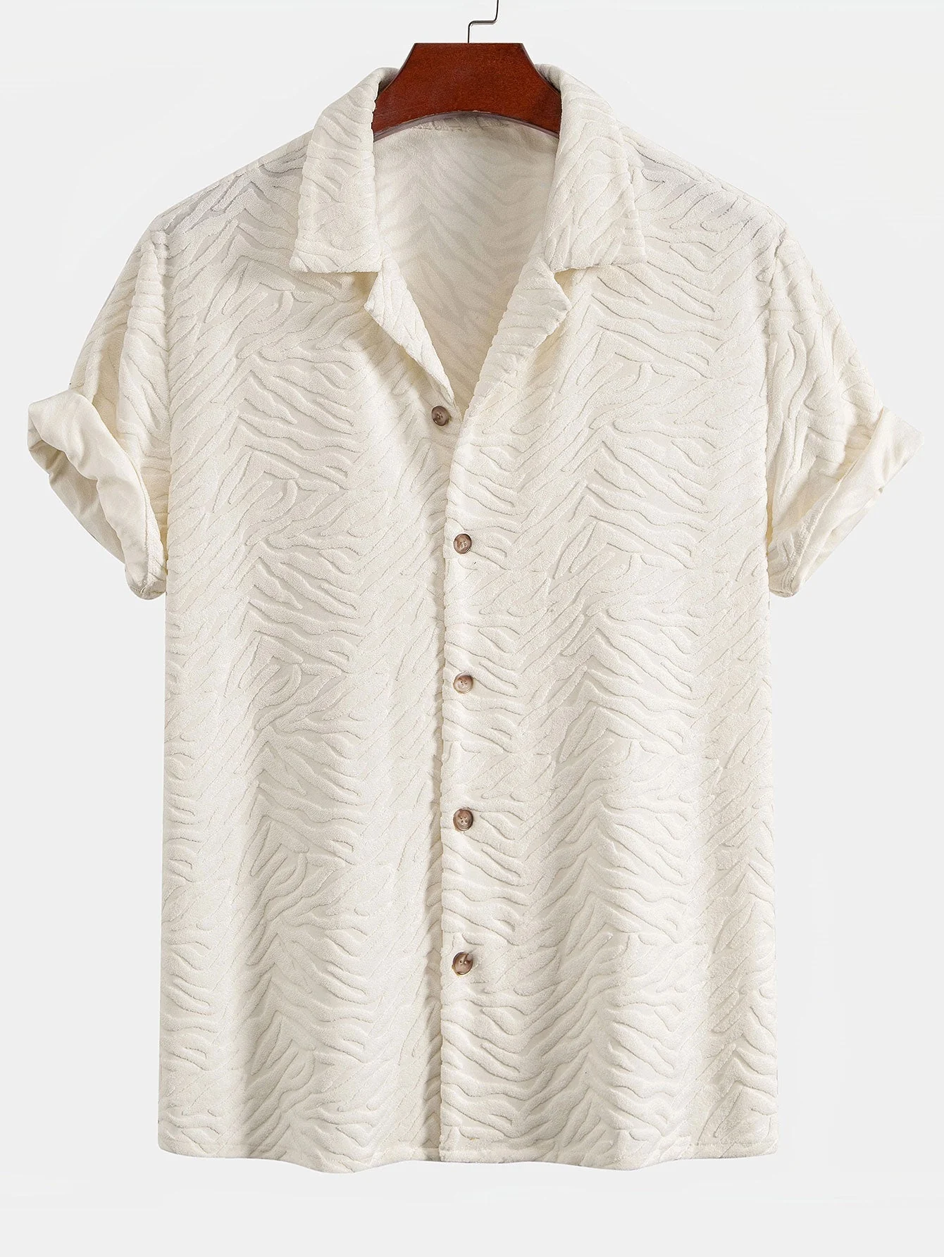 Alfread® | Animal Texture Terry Cuban Shirt & Straight Leg Linen Pants - Image 6
