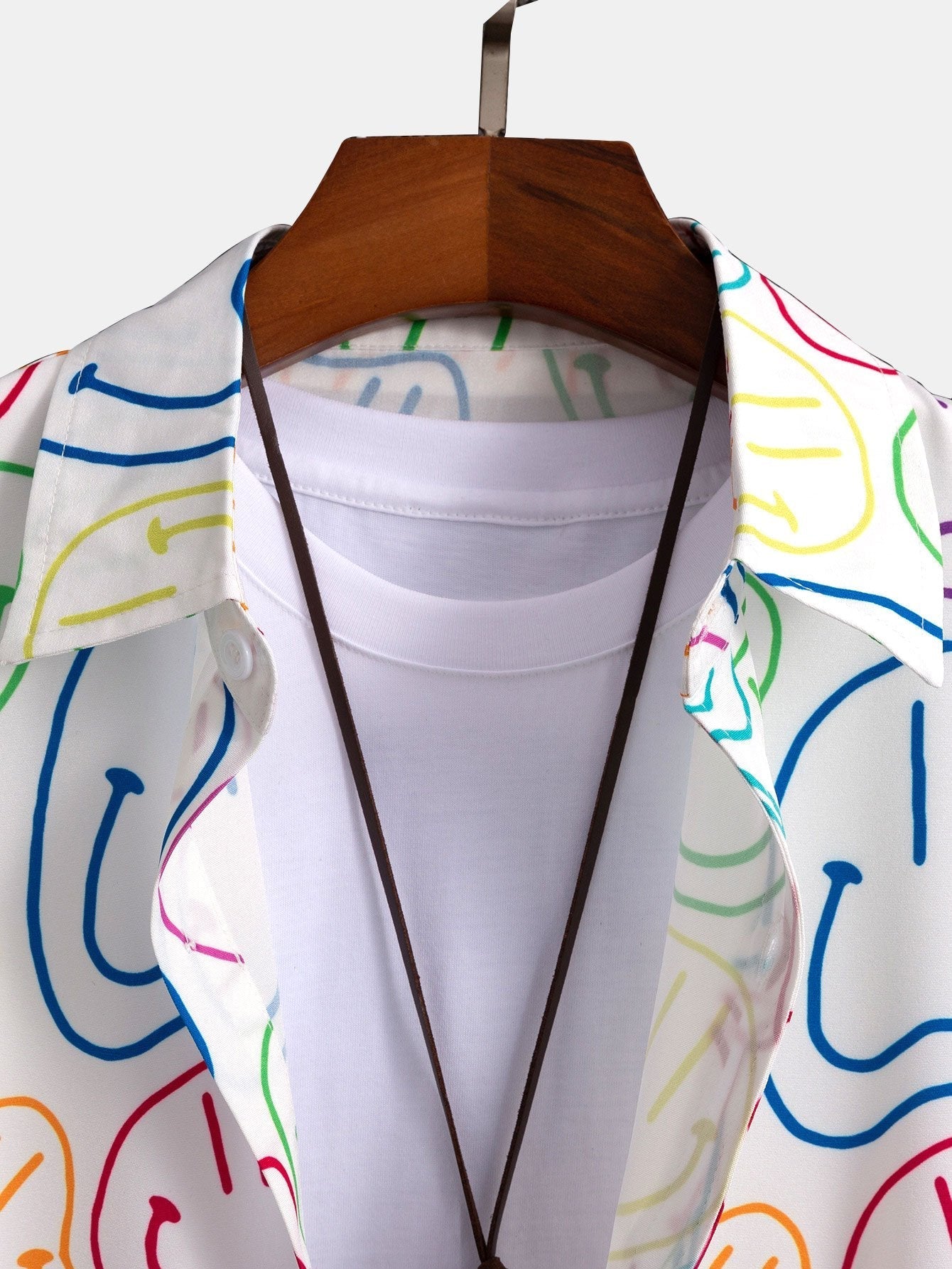 Alfread® | Colorful Smiley Print Button Up Shirt - Image 3