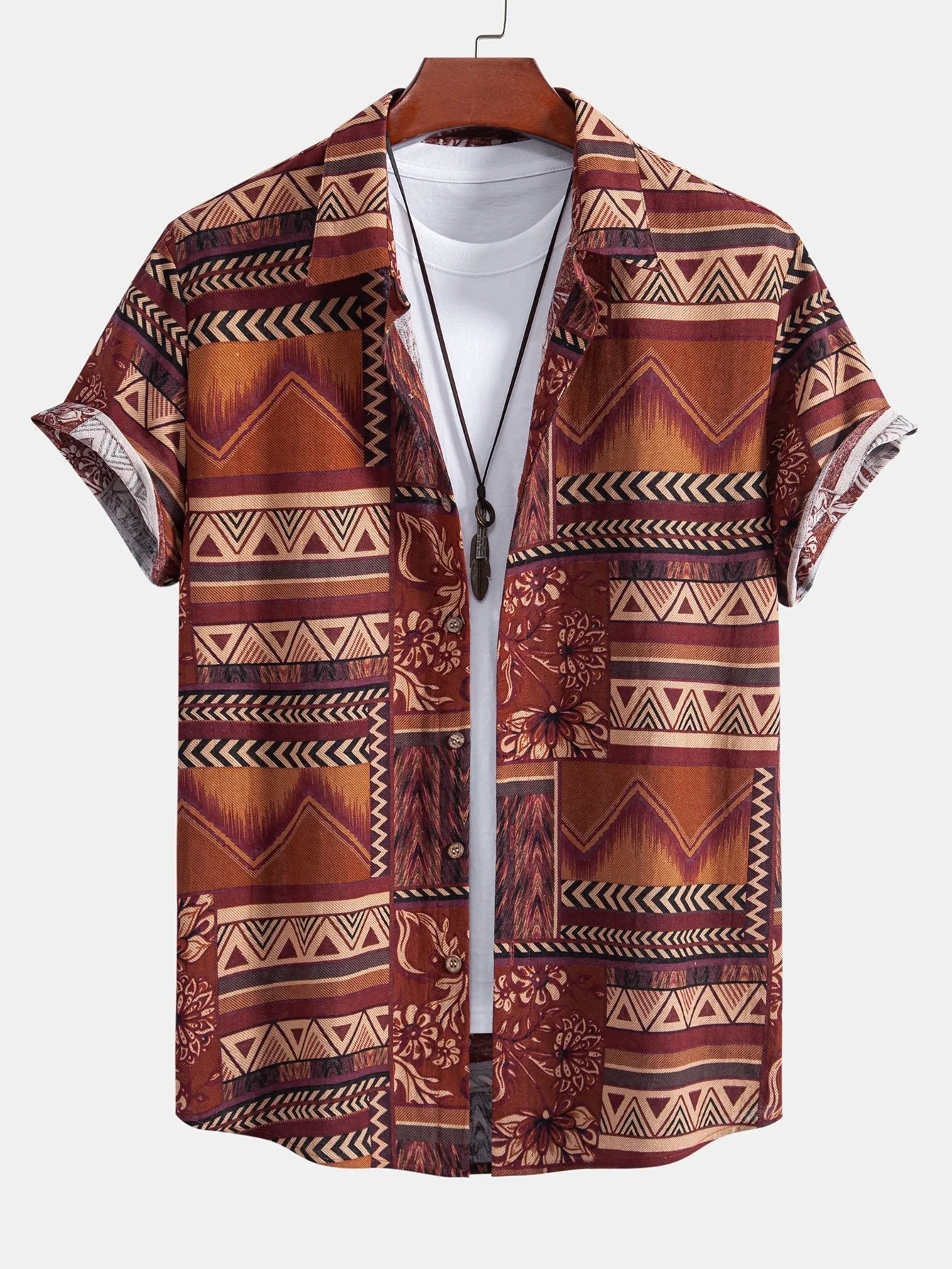 Alfy® | Floral Geometric Patchwork Print Cotton Shirt - Image 3