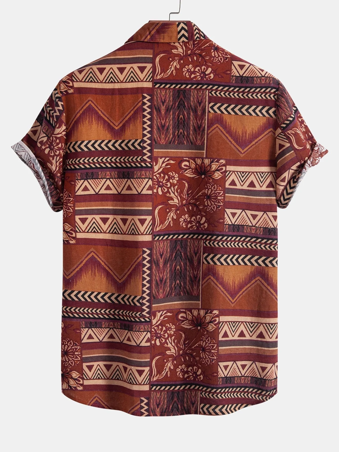 Alfy® | Floral Geometric Patchwork Print Cotton Shirt - Image 4
