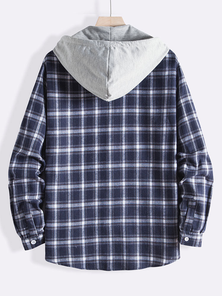 Algirdas® | Plaid Drawstring Hooded Shirt - Image 2