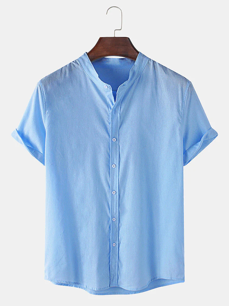 Alixander® | Linen Look Breathable Short Sleeve Basic Shirts - Image 3