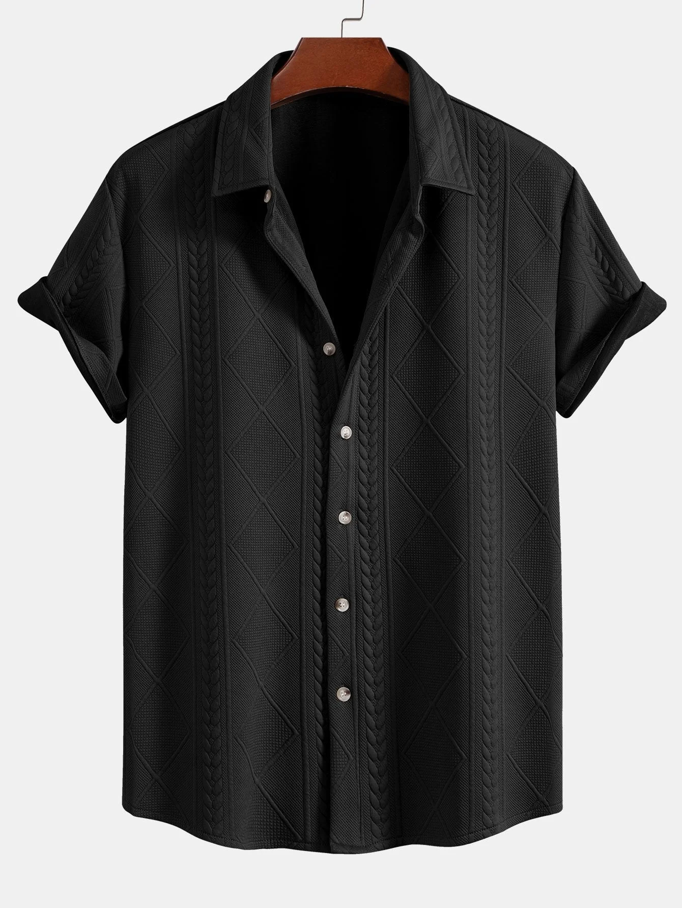 Allart® | Geometric Jacquard Button Up Shirt - Image 3
