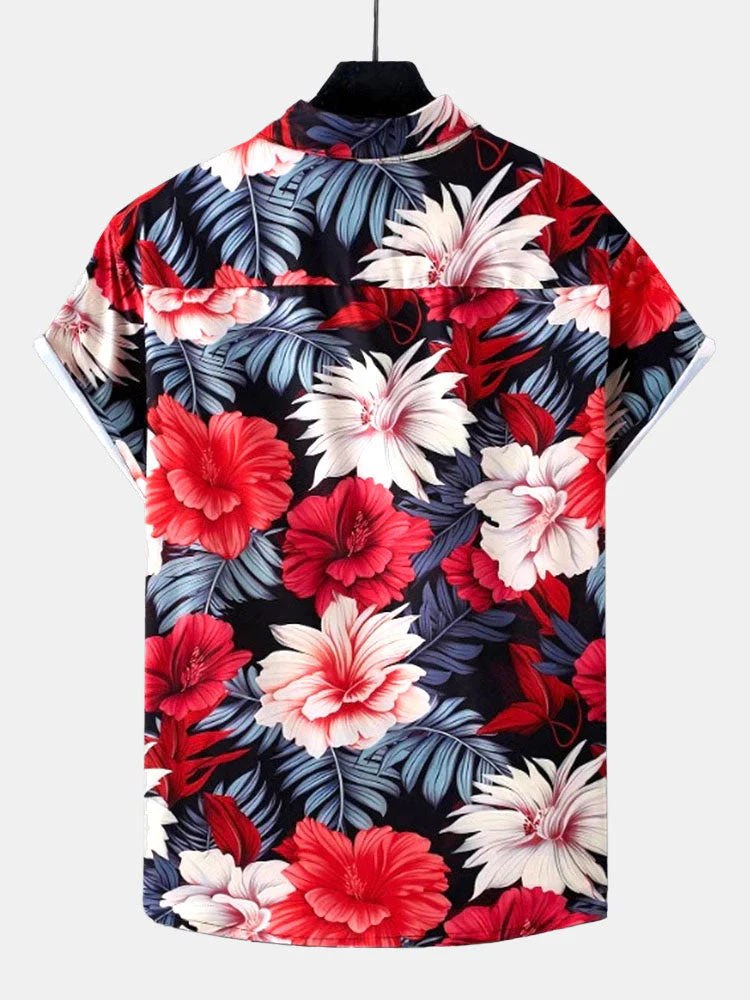 Allonzo® | Tropical Flowers Print Button Up Shirt - Image 2