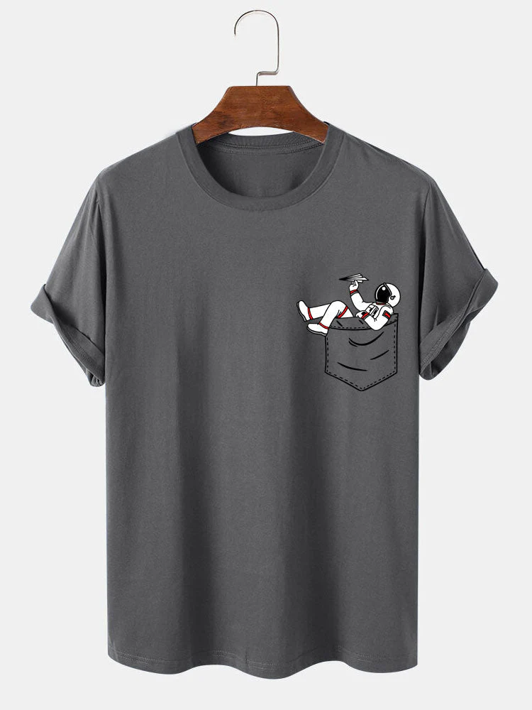 Almas® | Astronaut Pocket Print T-Shirt - Image 8