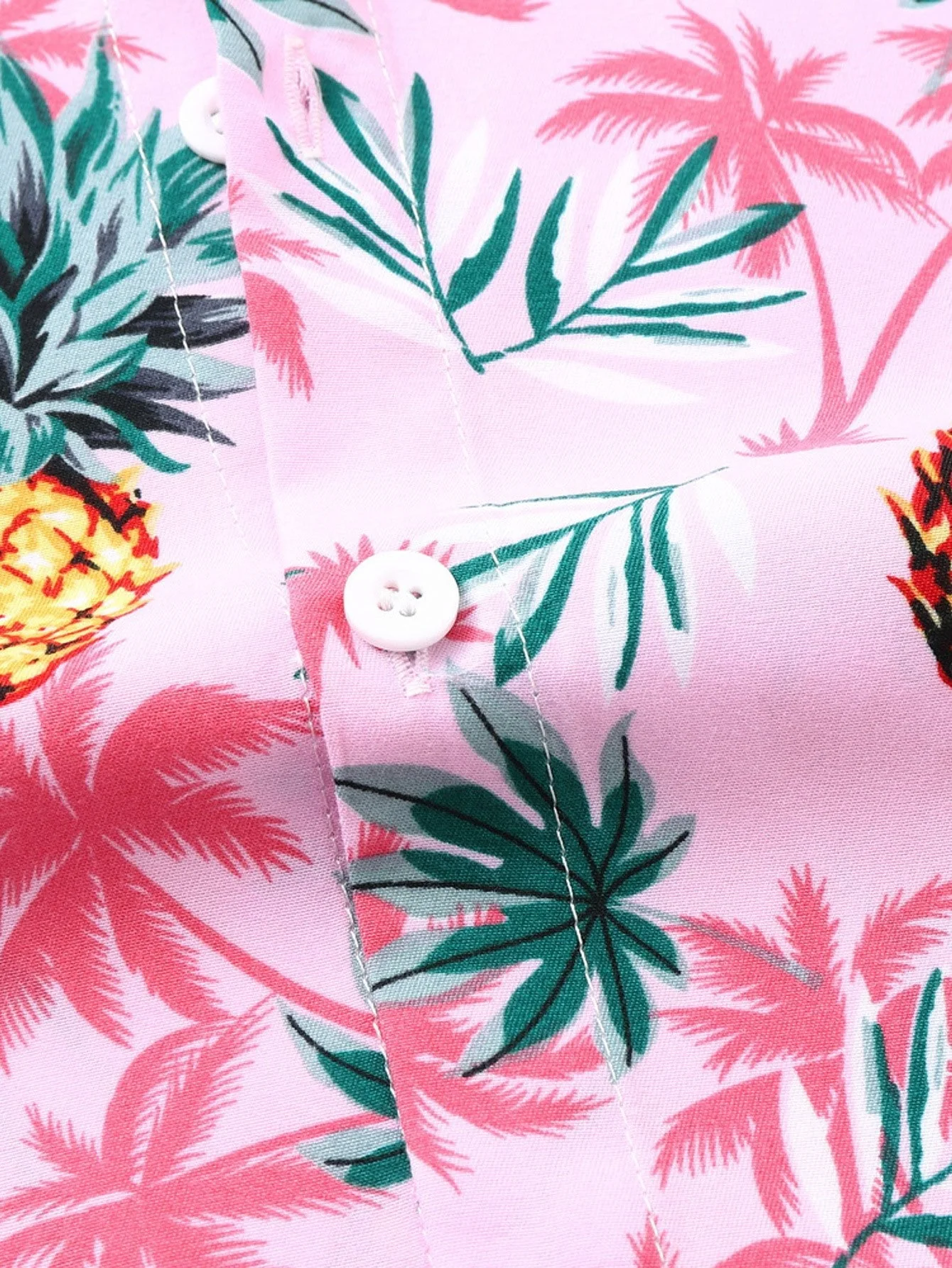 Almas® | Pineapple Palm Tree Print Button Up Shirt - Image 3