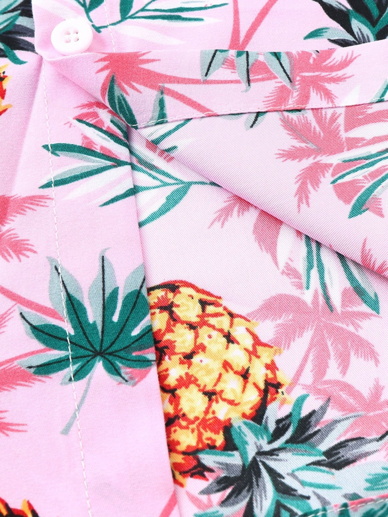 Almas® | Pineapple Palm Tree Print Button Up Shirt - Image 4