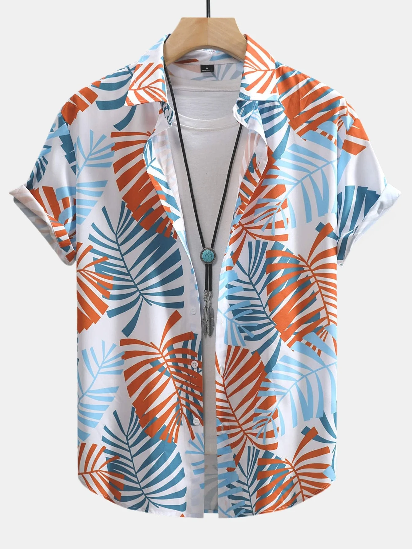 Almon® | Leaf Print Button Up Shirt