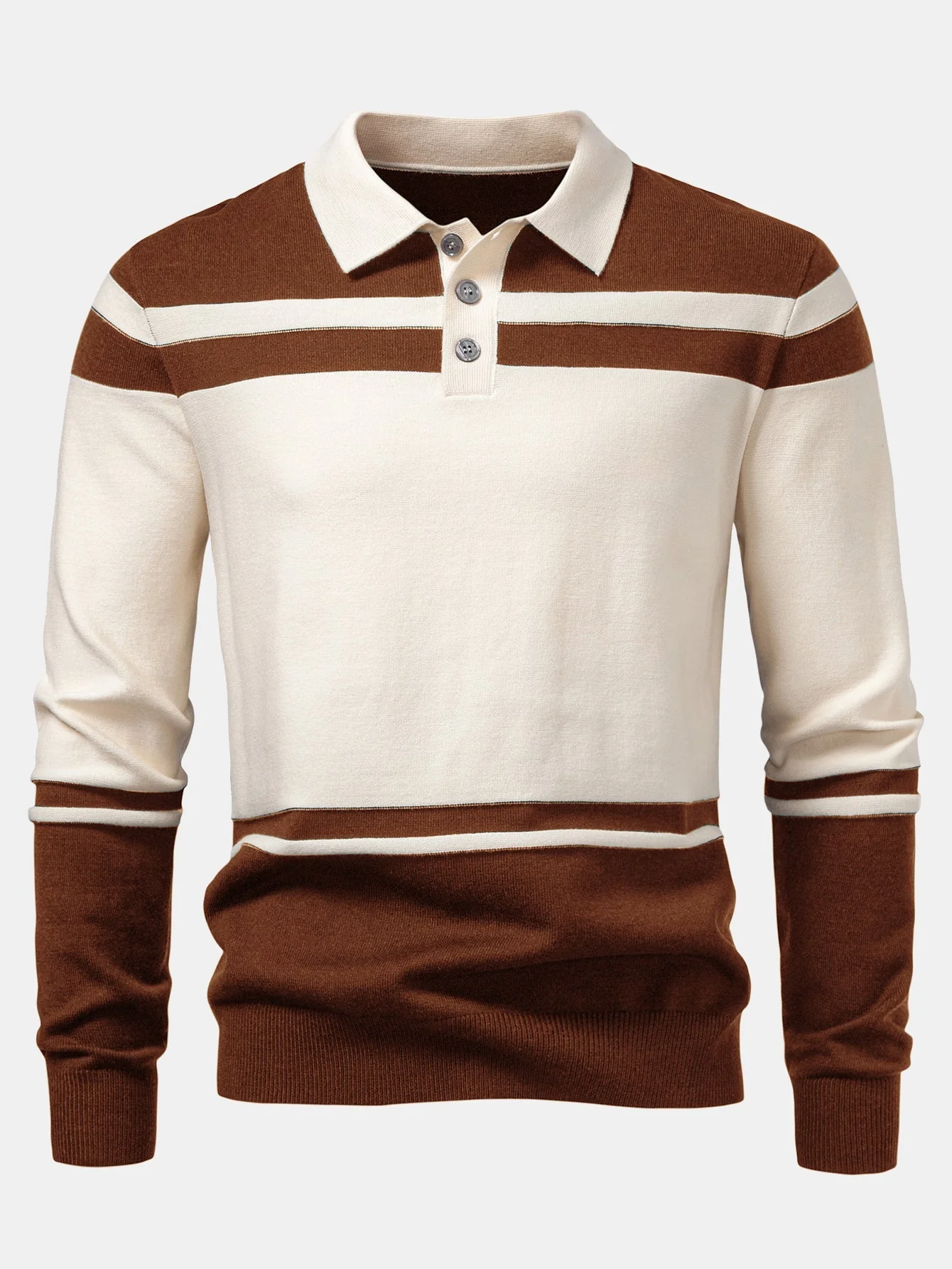 Alonso® | Long Sleeve Color Block Knit Polo Shirt - Image 12