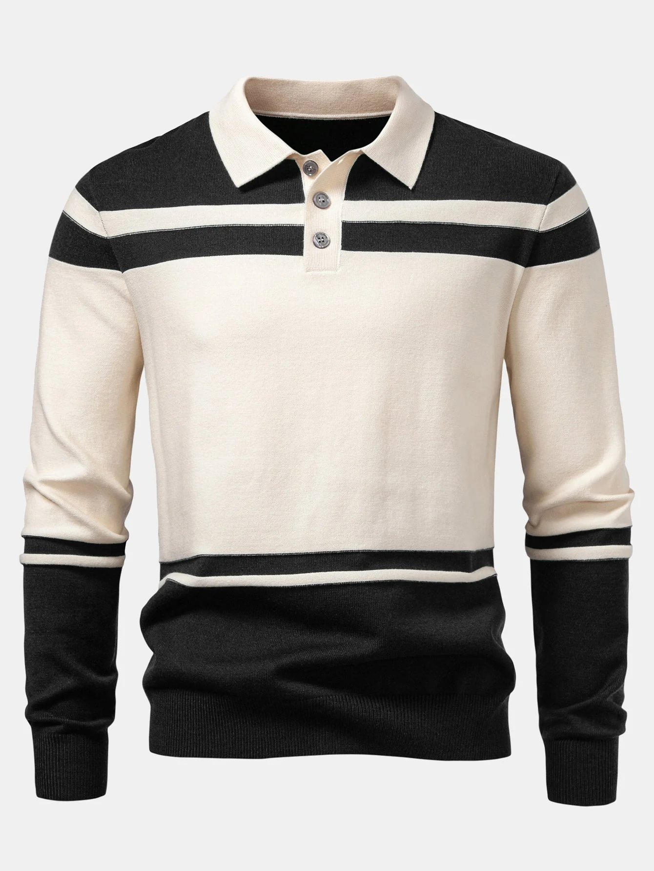 Alonso® | Long Sleeve Color Block Knit Polo Shirt - Image 8