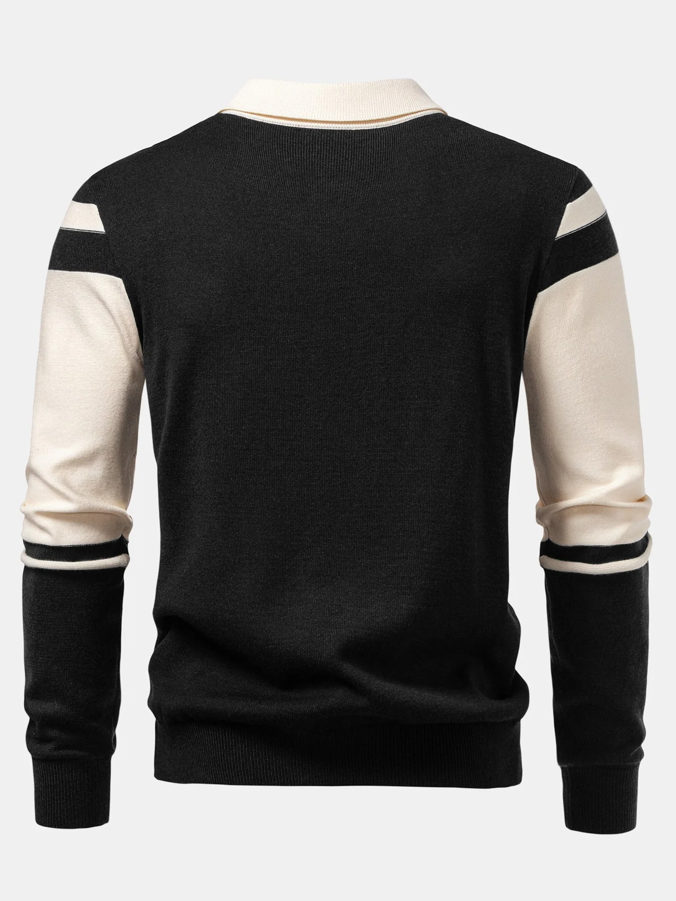 Alonso® | Long Sleeve Color Block Knit Polo Shirt - Image 9