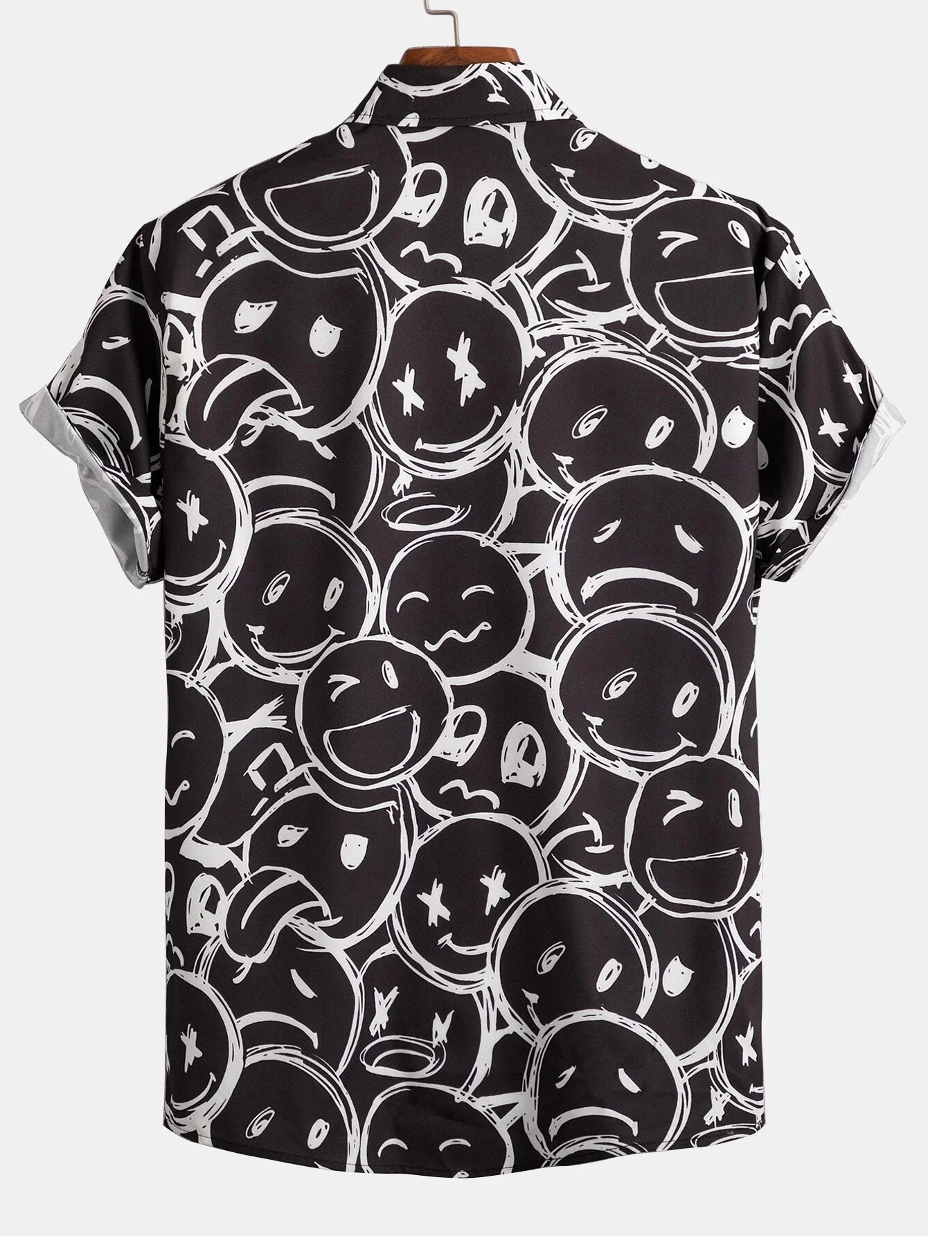 Alphonso® | Smiley Print Button Up Shirt - Image 4
