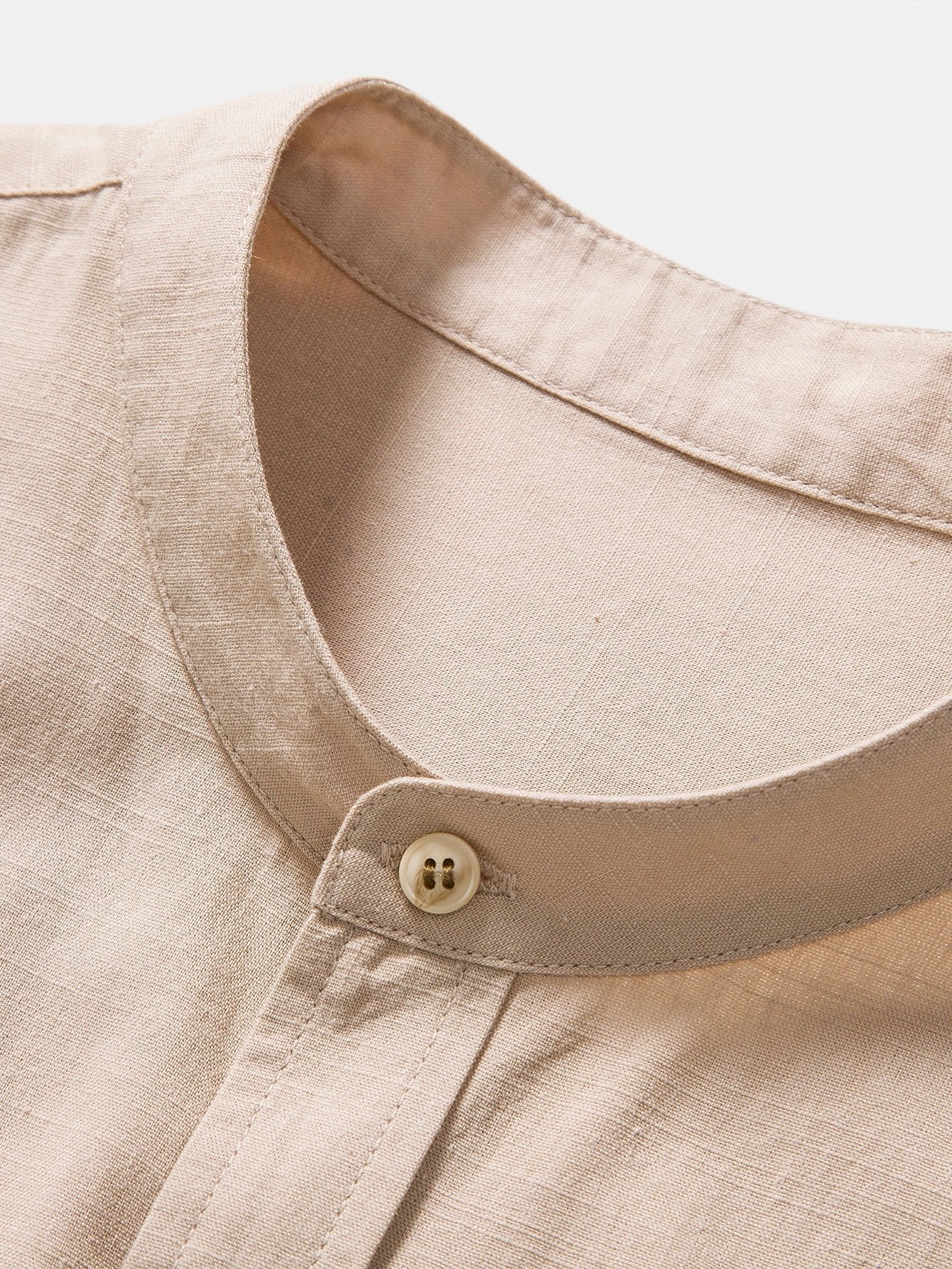 Altiok® | Linen Look Cotton Blend Stand Collar Shirt - Image 5