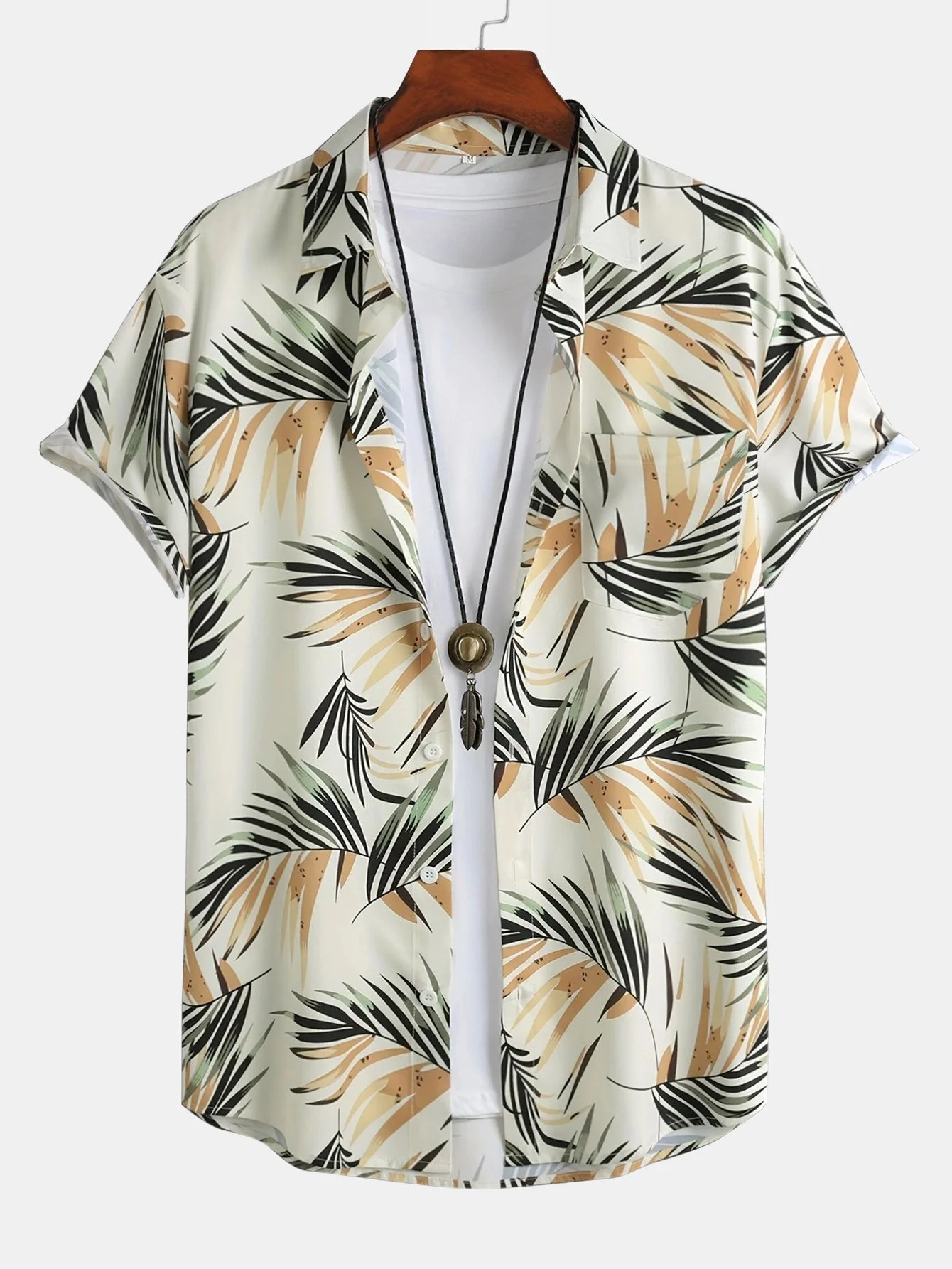 Alured® | Leaf Print Button Up Shirt - Image 3