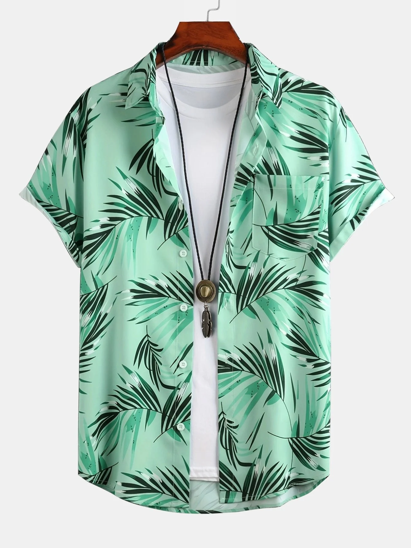 Alured® | Leaf Print Button Up Shirt - Image 5