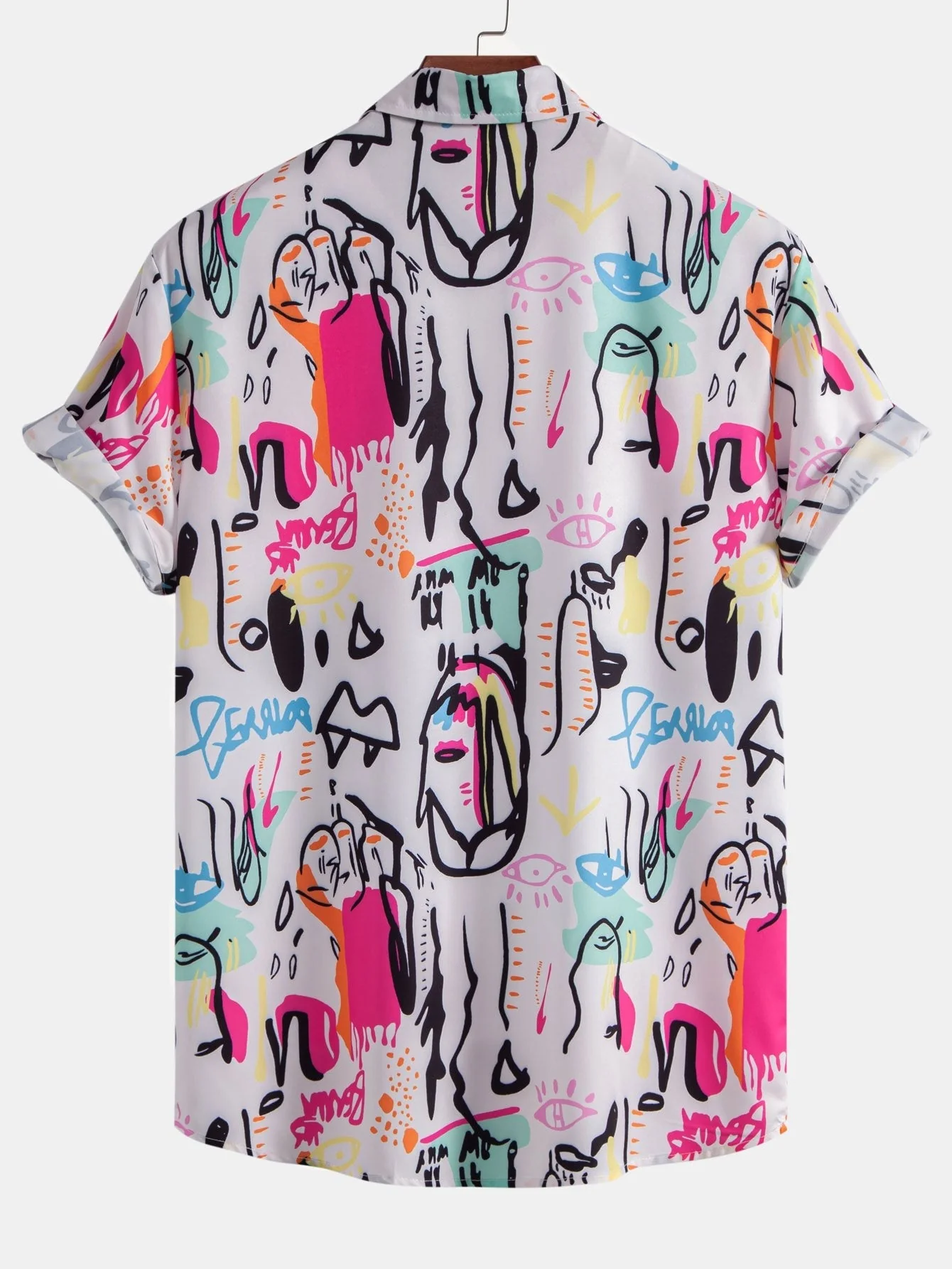 Alvaro® | Graffiti Print Button Up Shirt - Image 2