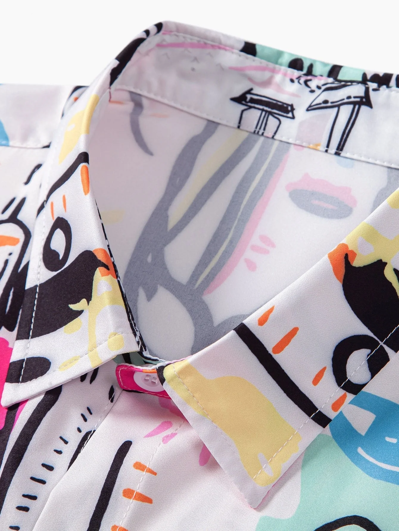 Alvaro® | Graffiti Print Button Up Shirt - Image 3