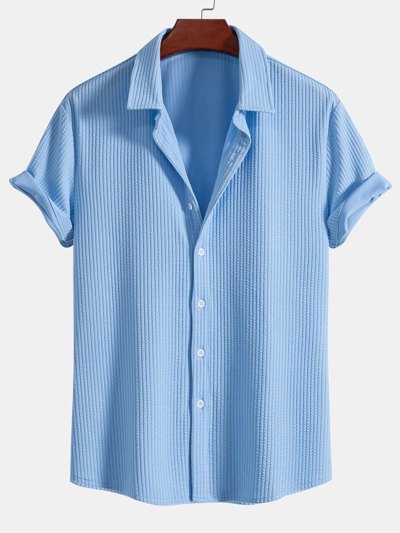 Álvaro® | Muscle Fit Ribbed Button Up Shirt