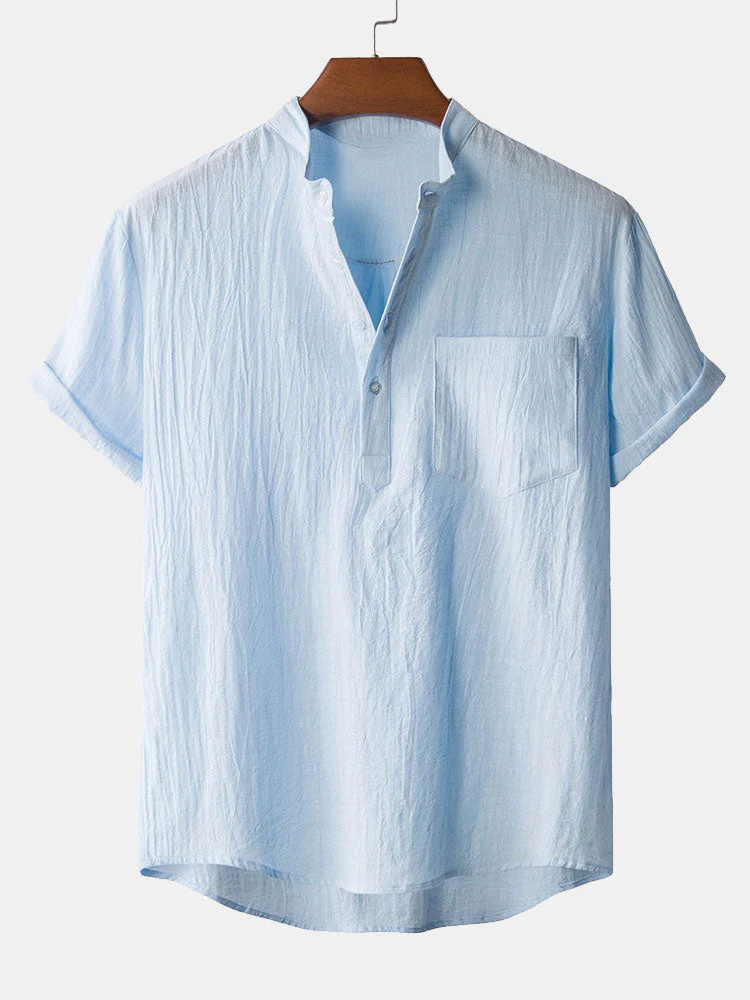 Amaan® | Henry Collar Shirt With Pocket - Image 3