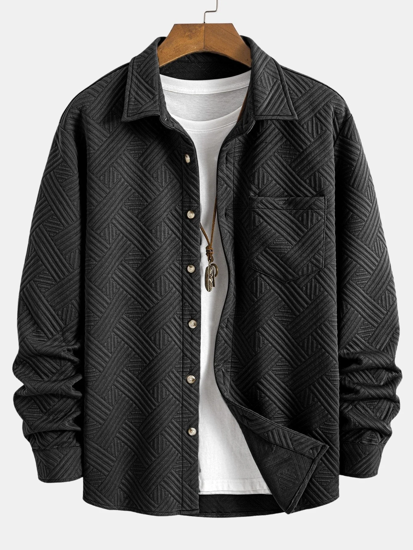 Amadeo® | Striped Jacquard Button Up Shirt - Image 3