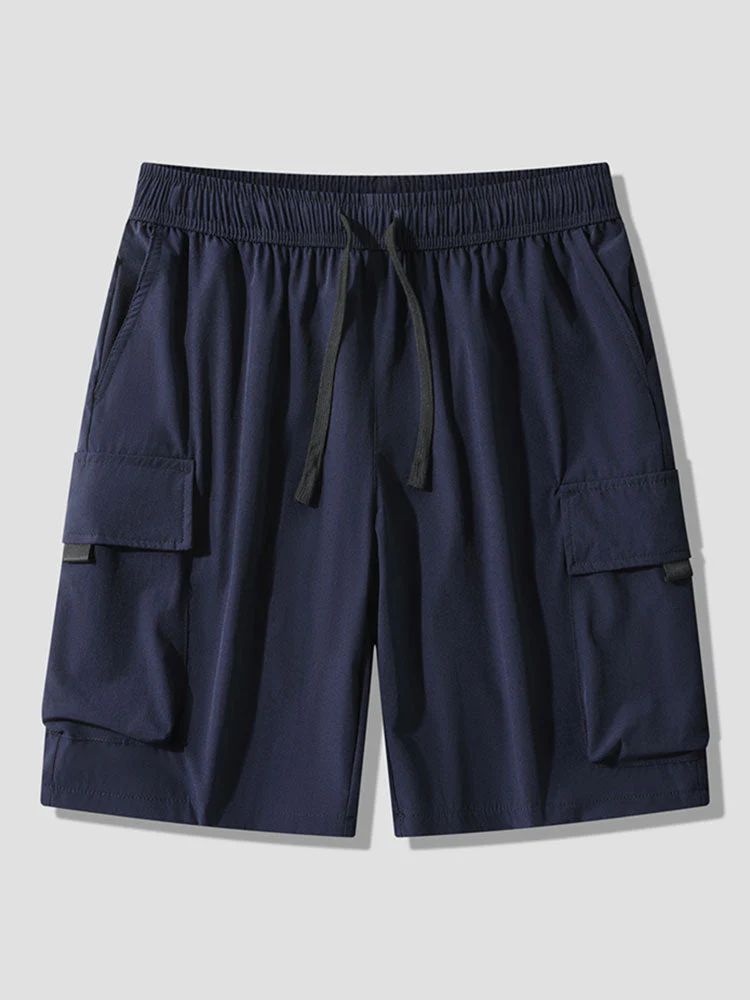 Amadeus | Solid Drawstring Cargo Shorts - Image 5