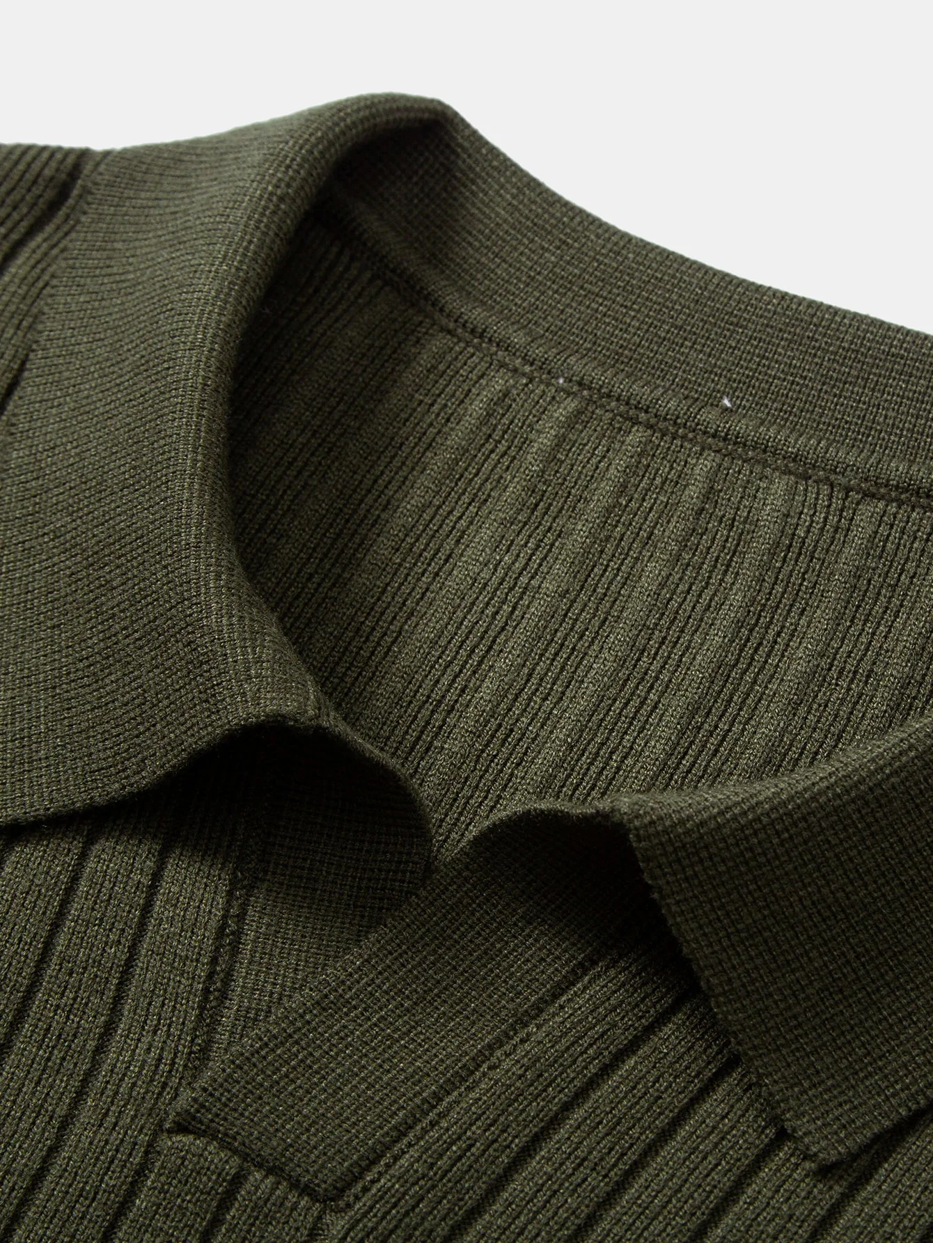 Amalio® | Long Sleeve Ribbed Knit Johnny Collar Polo Shirt - Image 3