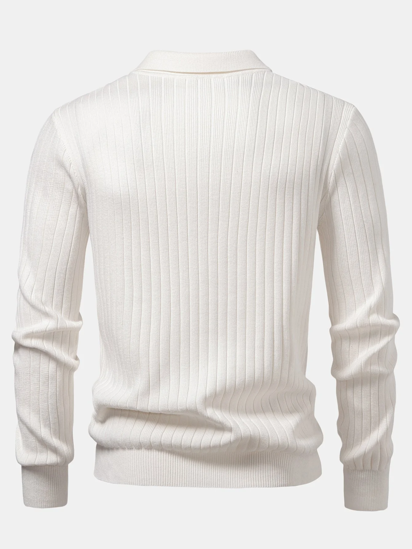 Amalio® | Long Sleeve Ribbed Knit Johnny Collar Polo Shirt - Image 9