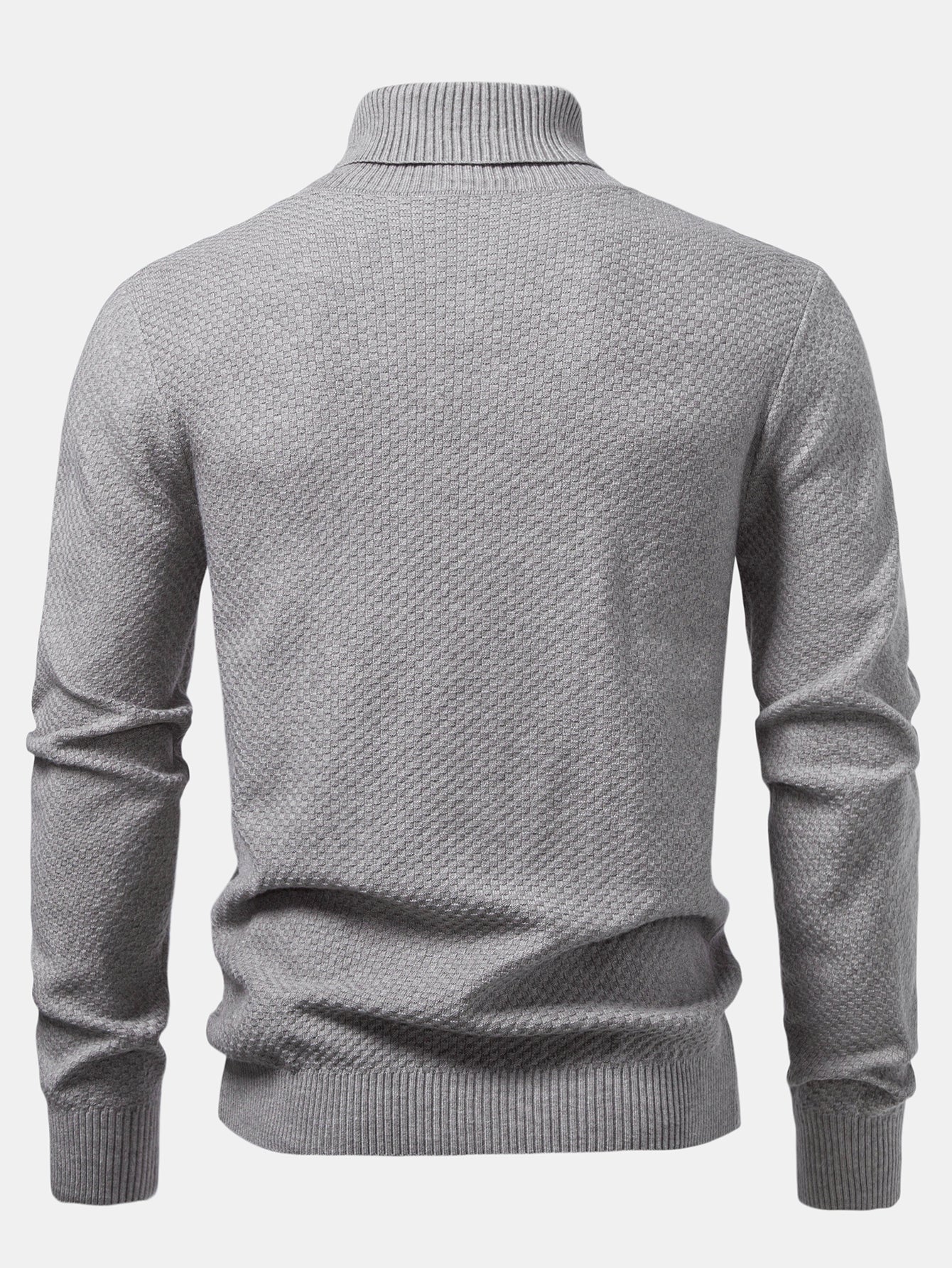 Amaro® | Checkerboard Textured Turtle Neck Sweater - Image 12