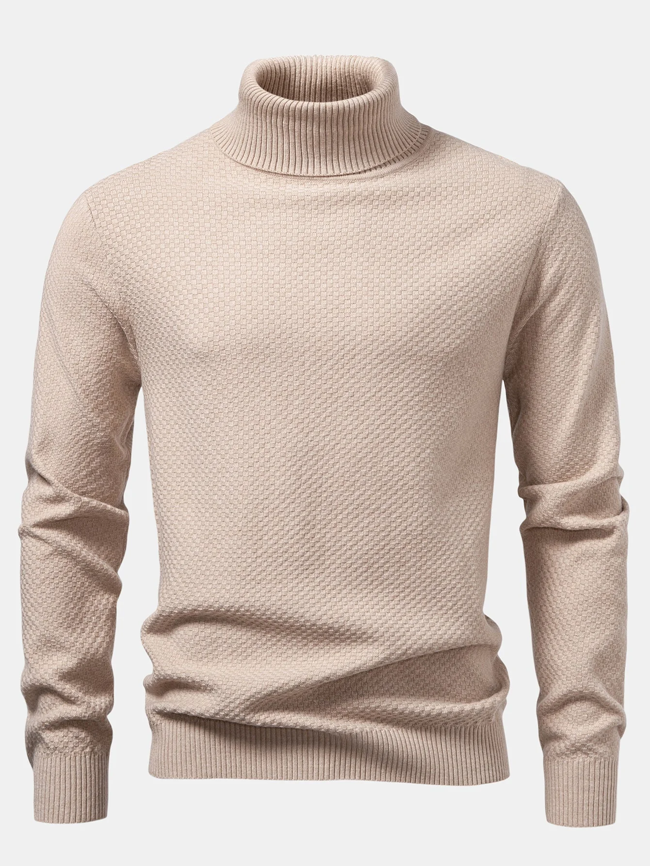 Amaro® | Checkerboard Textured Turtle Neck Sweater - Image 13
