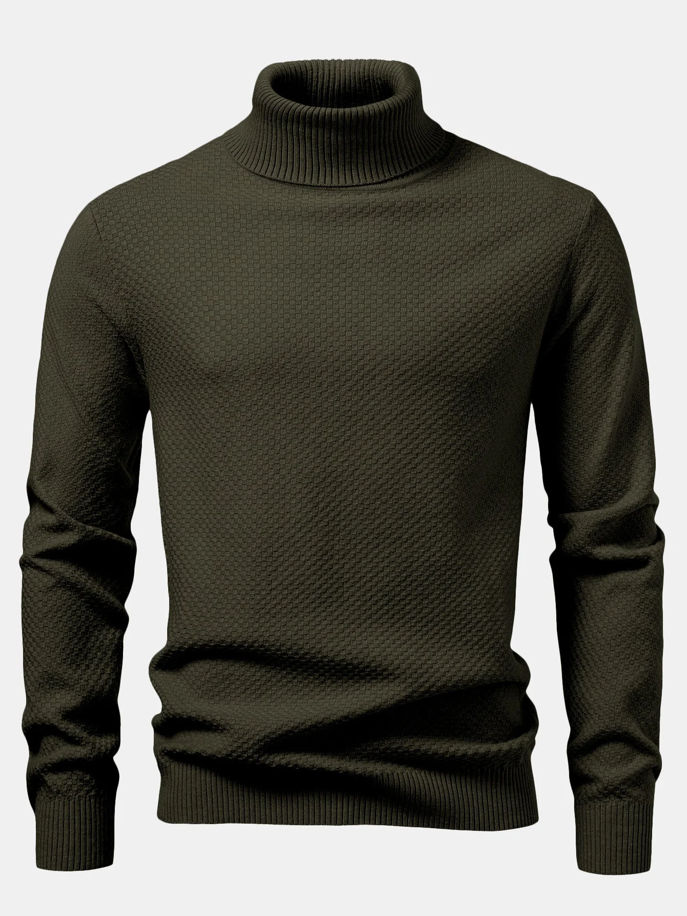 Amaro® | Checkerboard Textured Turtle Neck Sweater - Image 17
