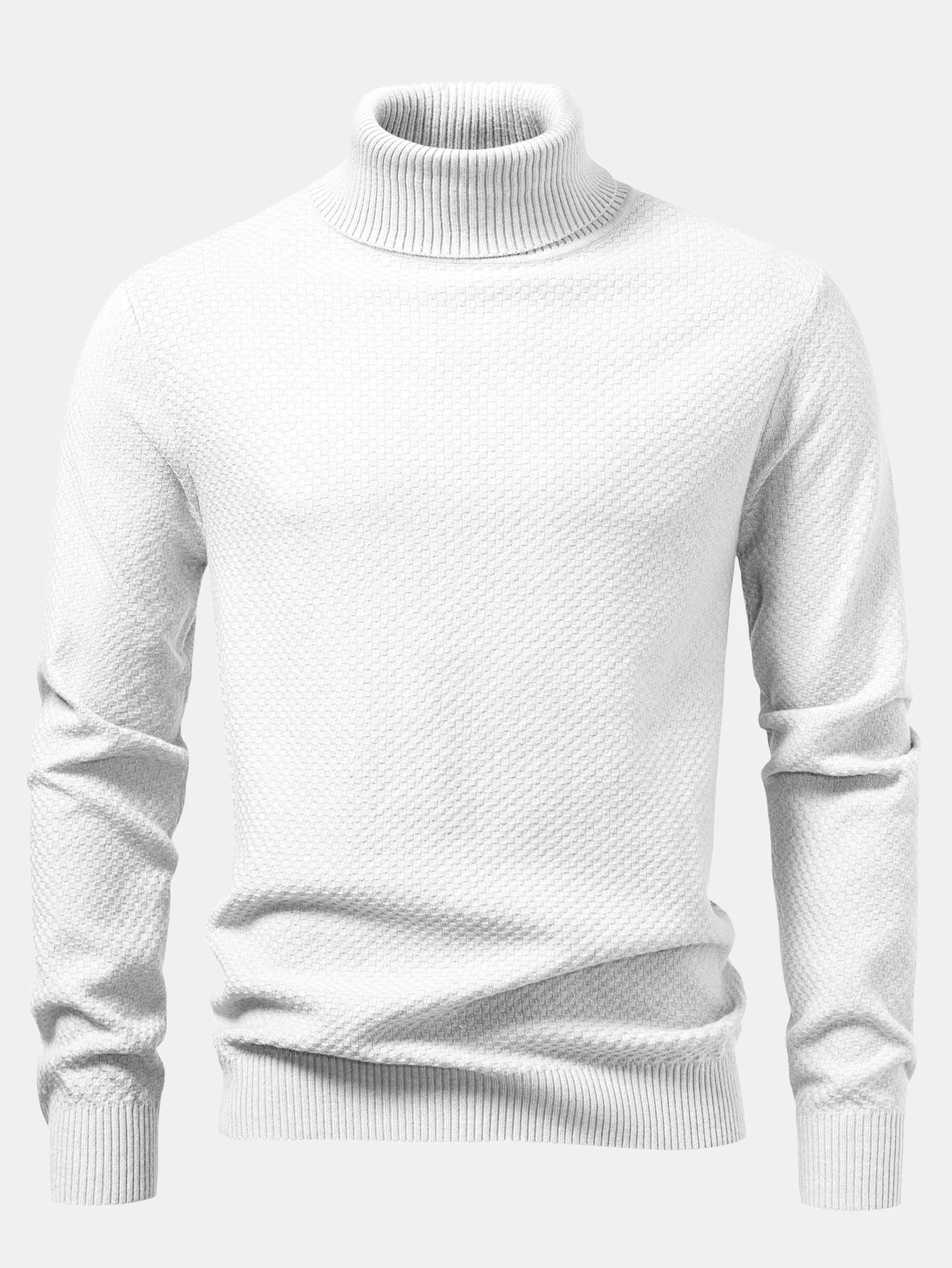 Amaro® | Checkerboard Textured Turtle Neck Sweater - Image 19