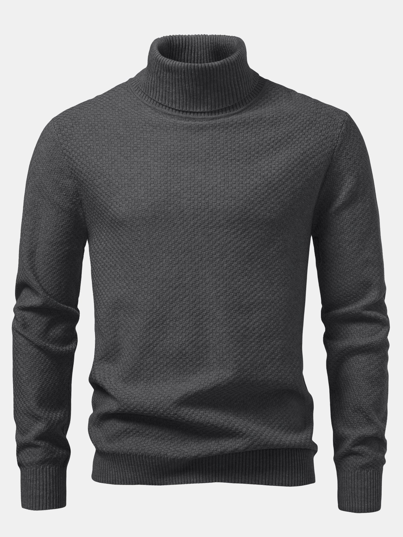 Amaro® | Checkerboard Textured Turtle Neck Sweater - Image 3