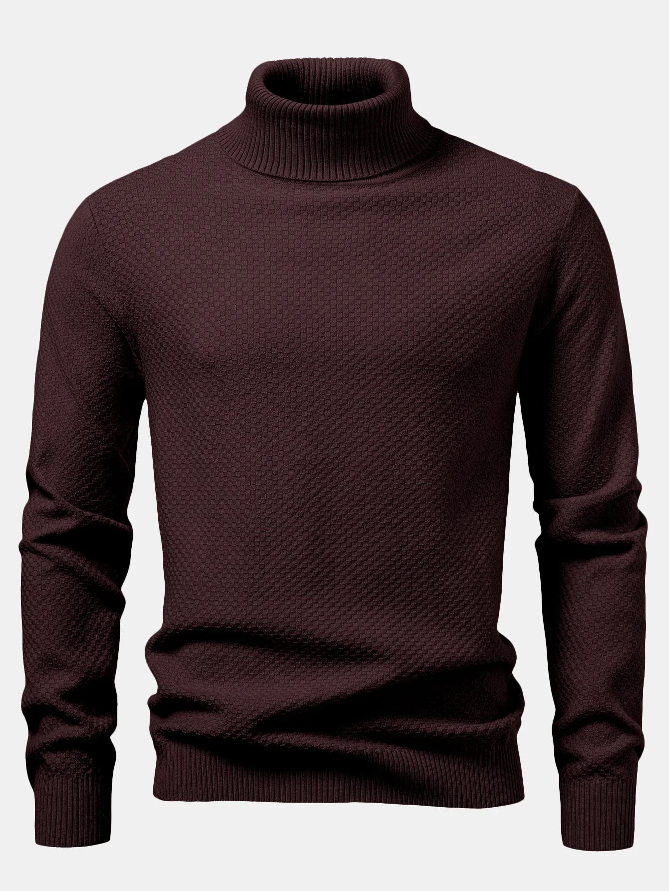 Amaro® | Checkerboard Textured Turtle Neck Sweater - Image 5