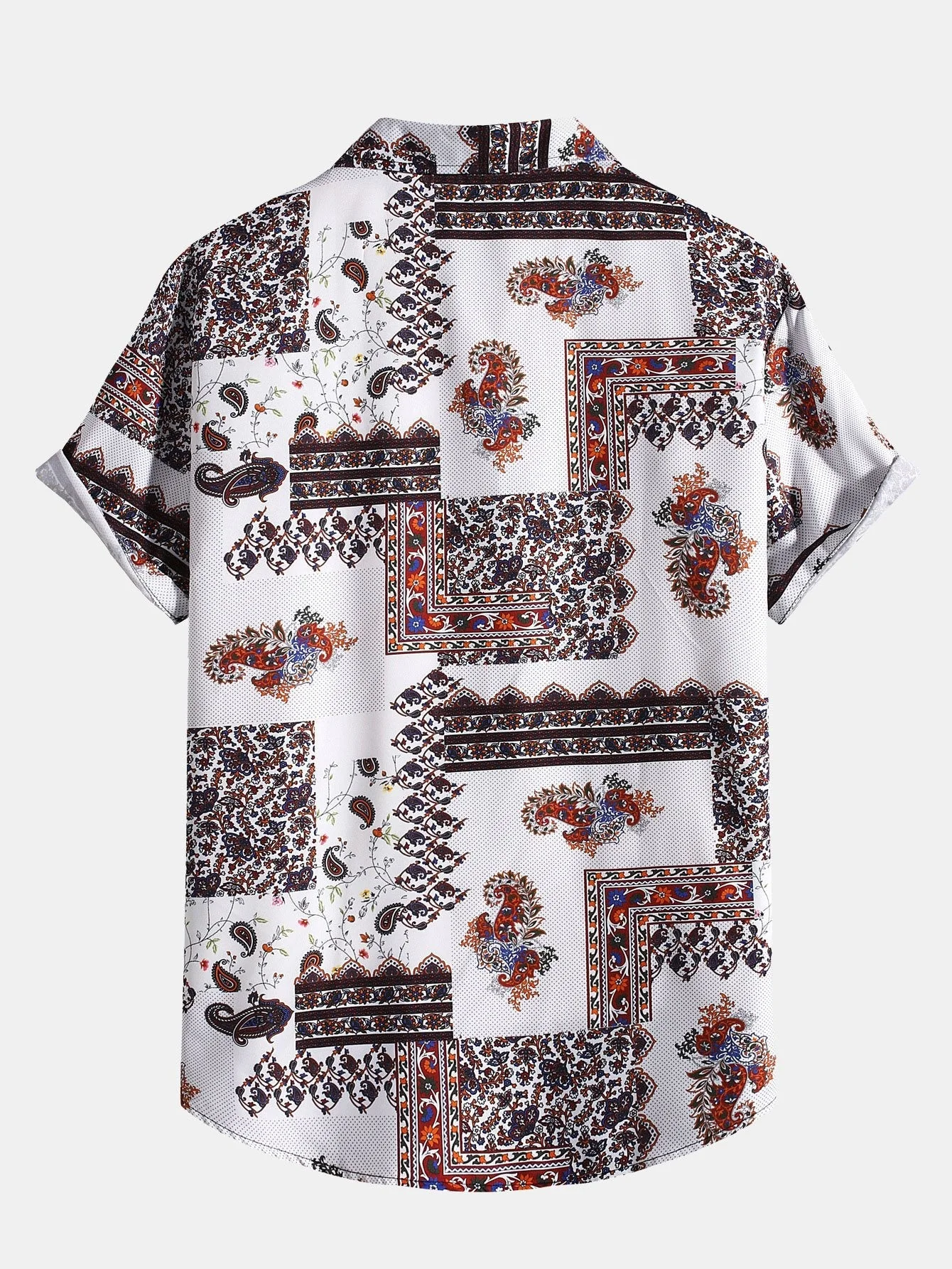 Ambros® | Paisley Patchwork Print Button Up Shirt - Image 2