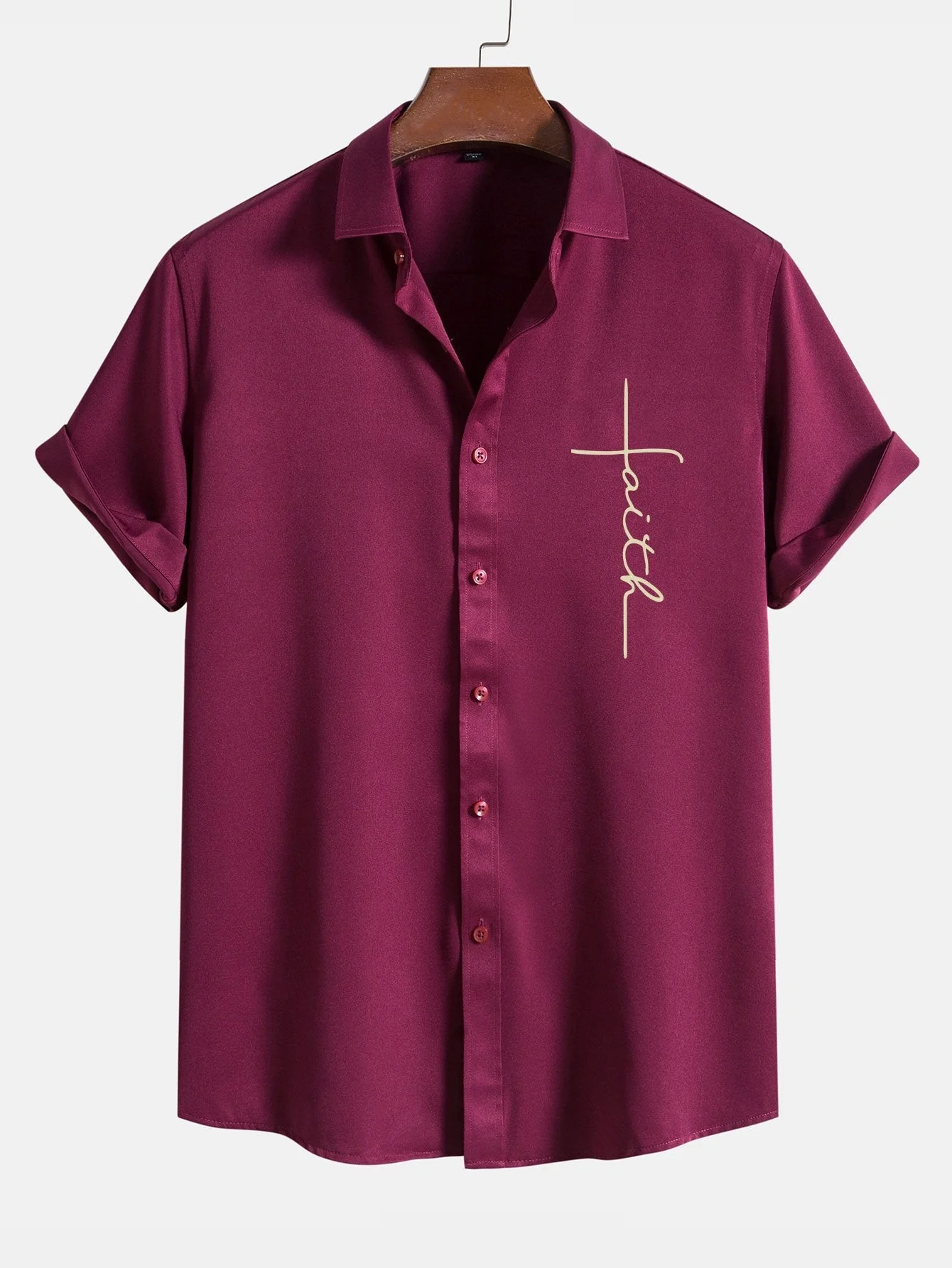 Amedeus® | Faith Letter Print Button Up Shirt - Image 6
