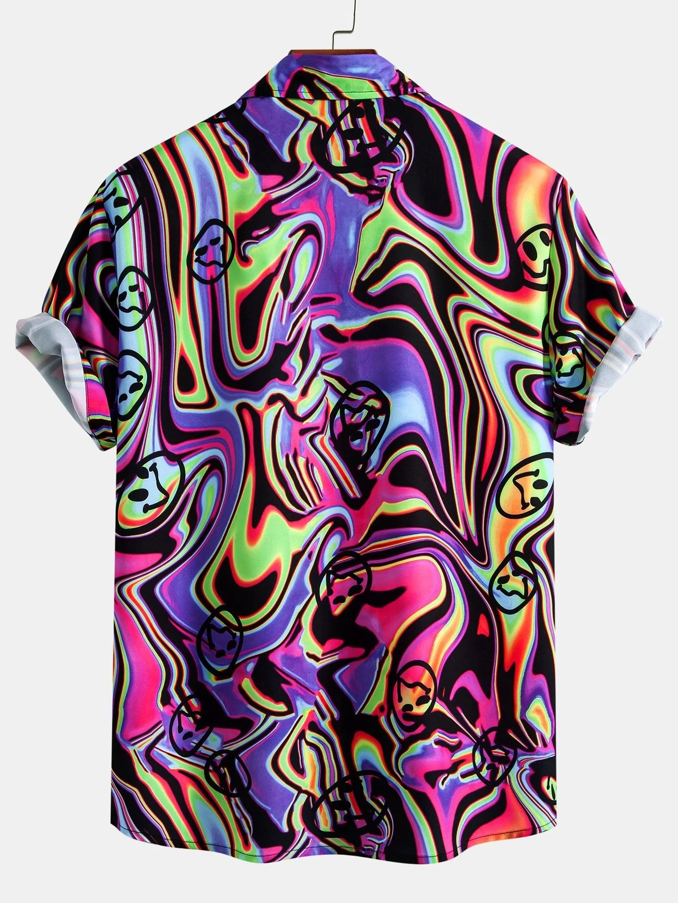Amen® | Colorful Fluid Smiley Print Button Up Shirt - Image 2
