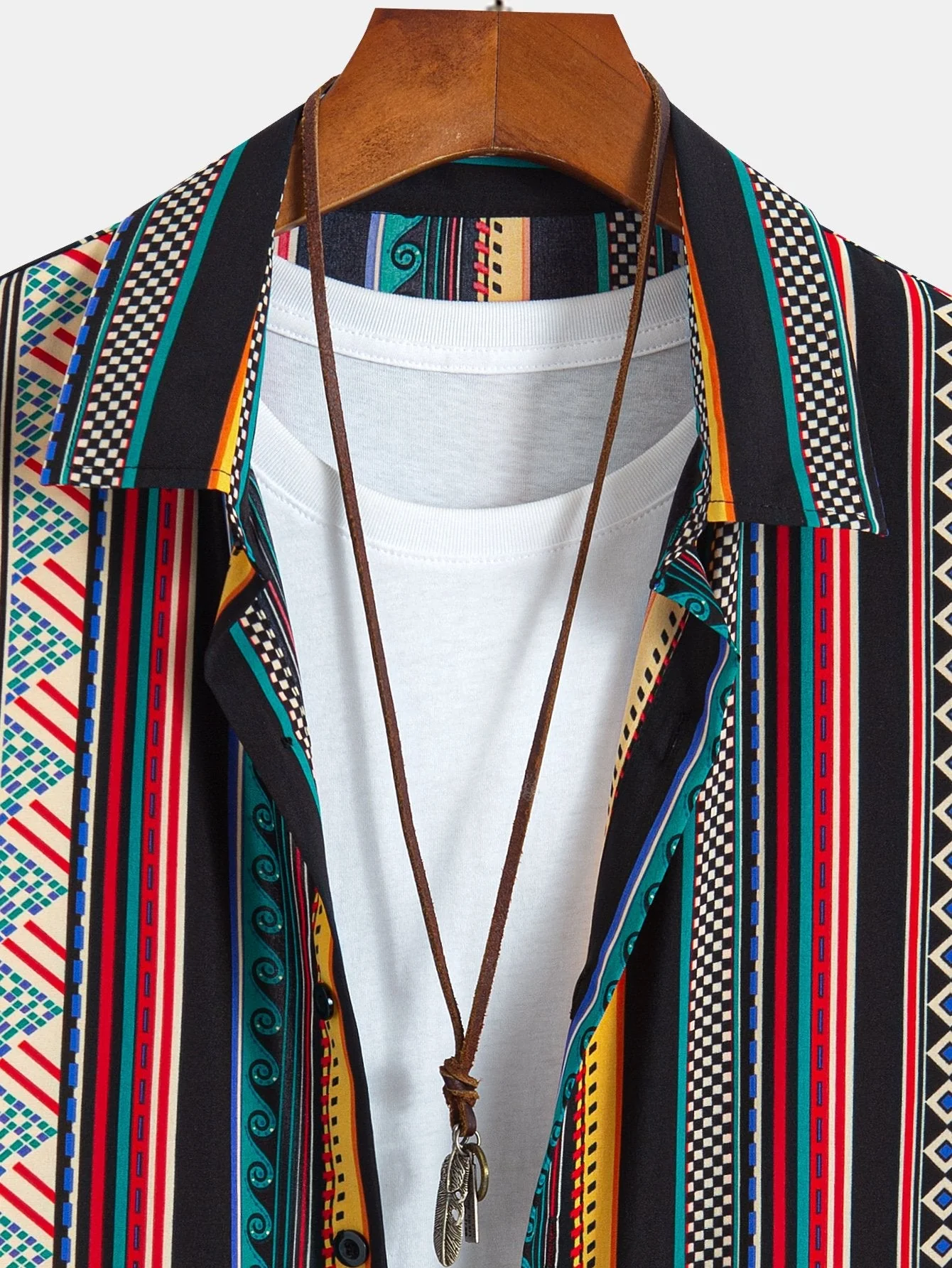 Ames® | Ethnic Geometric Print Button Up Shirt - Image 3