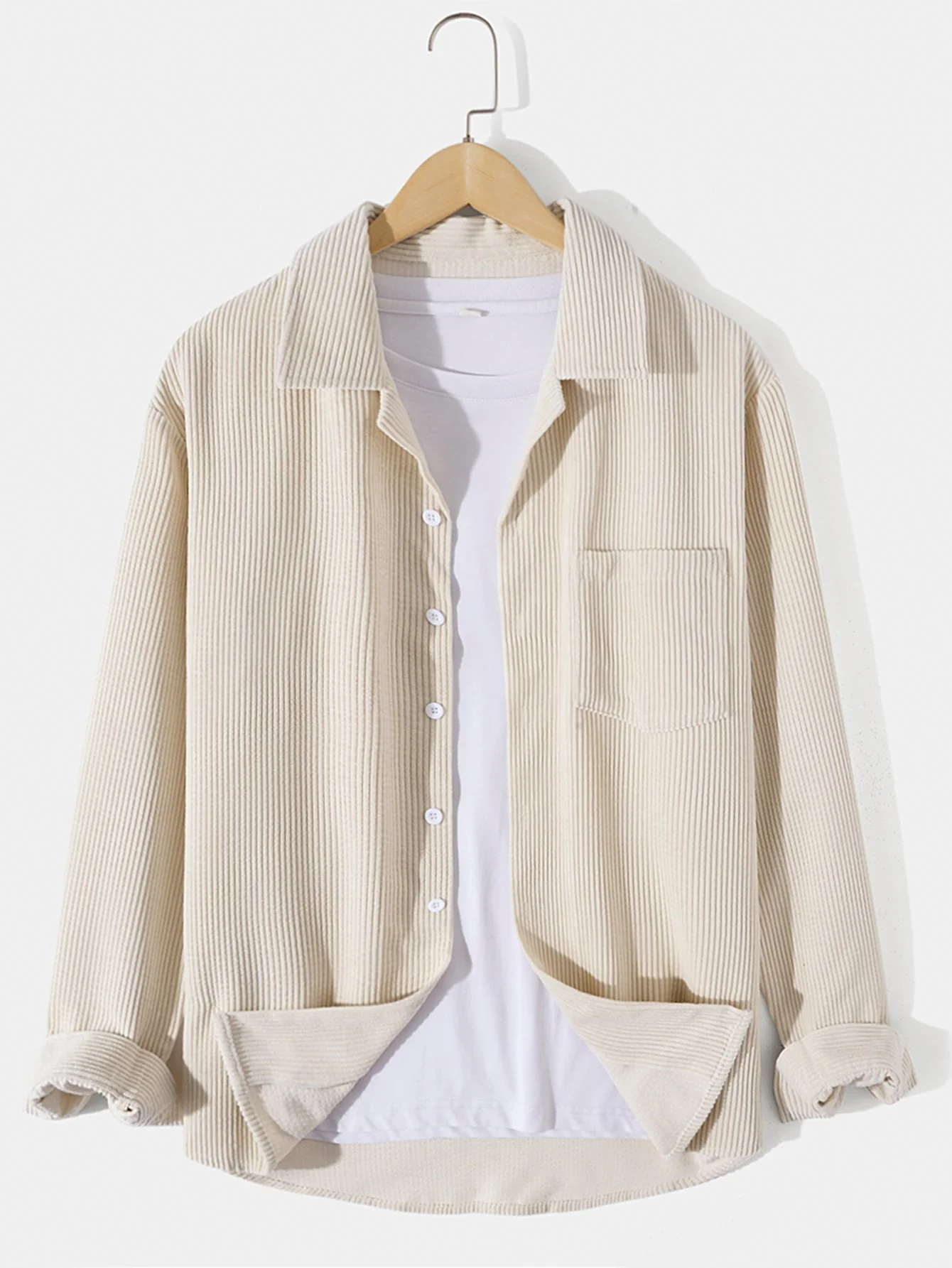 Amethist® | Long Sleeved Corduroy Revere Collar Shirt - Image 2