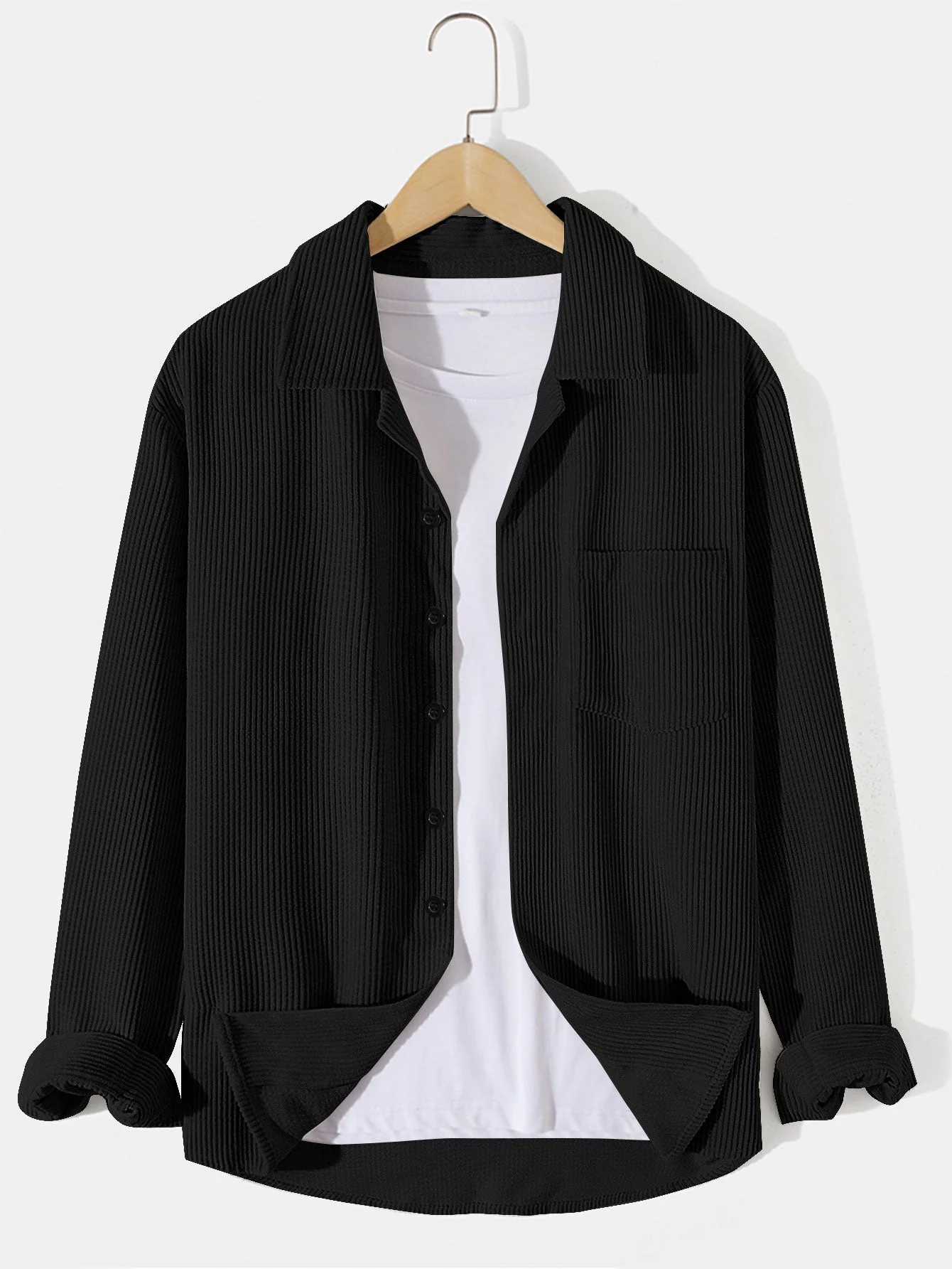Amethist® | Long Sleeved Corduroy Revere Collar Shirt - Image 3