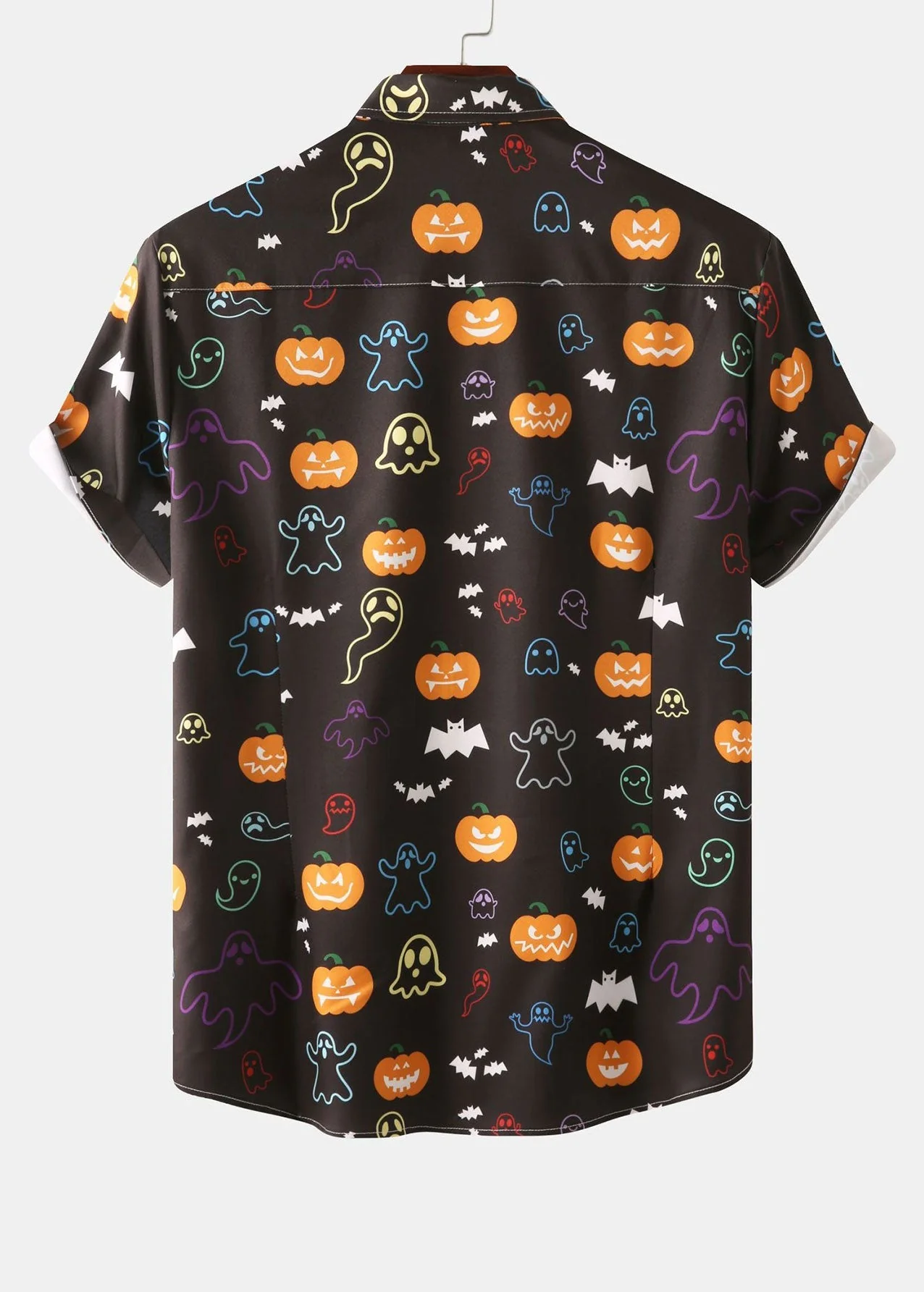 Amico® | Halloween Ghost Pumpkin Print Button Up Shirt - Image 2