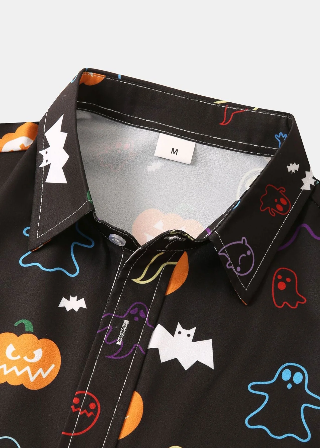 Amico® | Halloween Ghost Pumpkin Print Button Up Shirt - Image 3