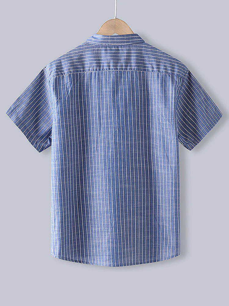 Amin® | Men Cotton Striped Button Up Shirt - Image 2