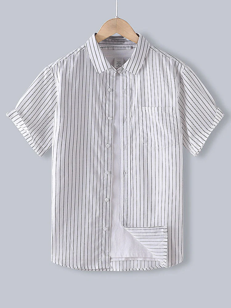 Amin® | Men Cotton Striped Button Up Shirt - Image 4
